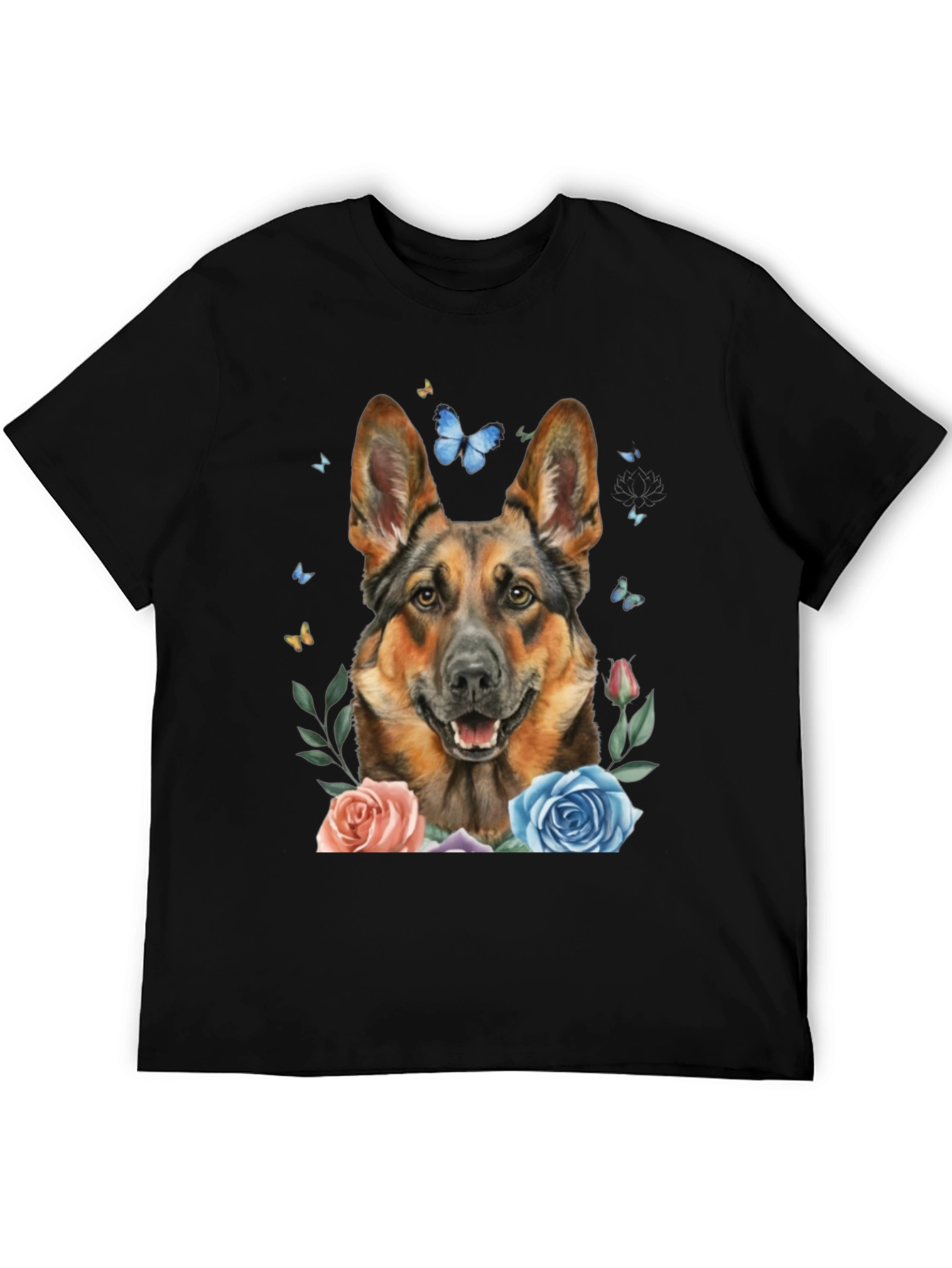 German Shepherd Dog Floral T-Shirt