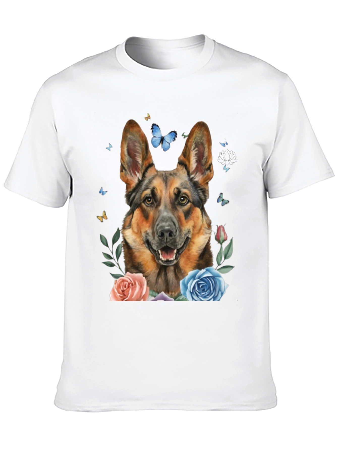 German Shepherd Dog Floral T-Shirt