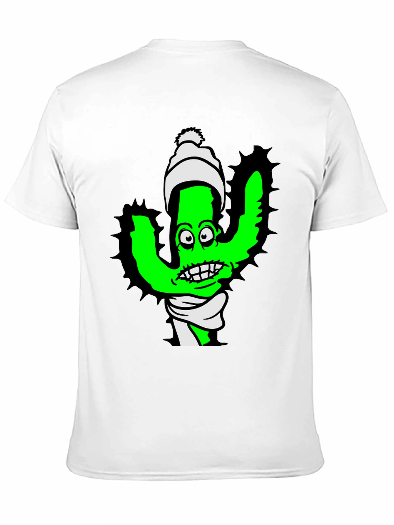 Cartoon Cactus T-Shirt - Quirky Green Plant Tee