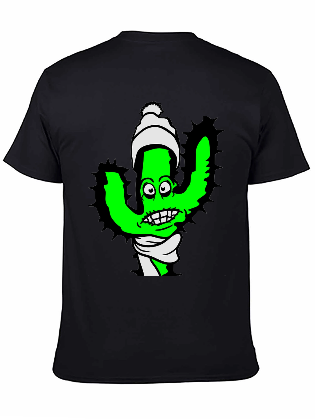Cartoon Cactus T-Shirt - Quirky Green Plant Tee