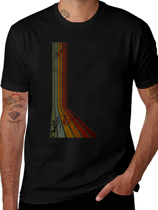 Retro Stripe Graphic Tee - Vintage Style T-Shirt