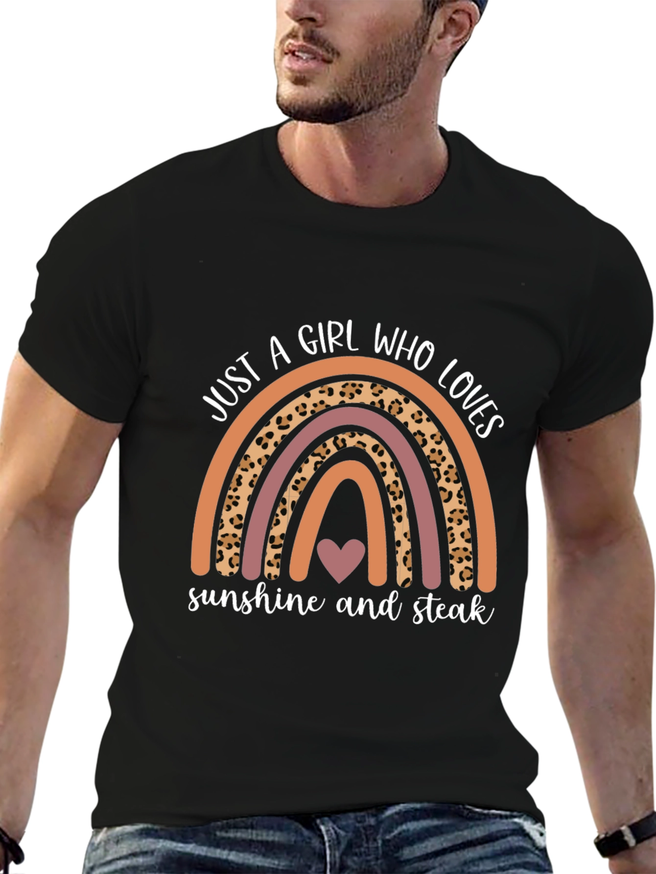 Girl Who Loves Sunshine & Steak Rainbow Tee