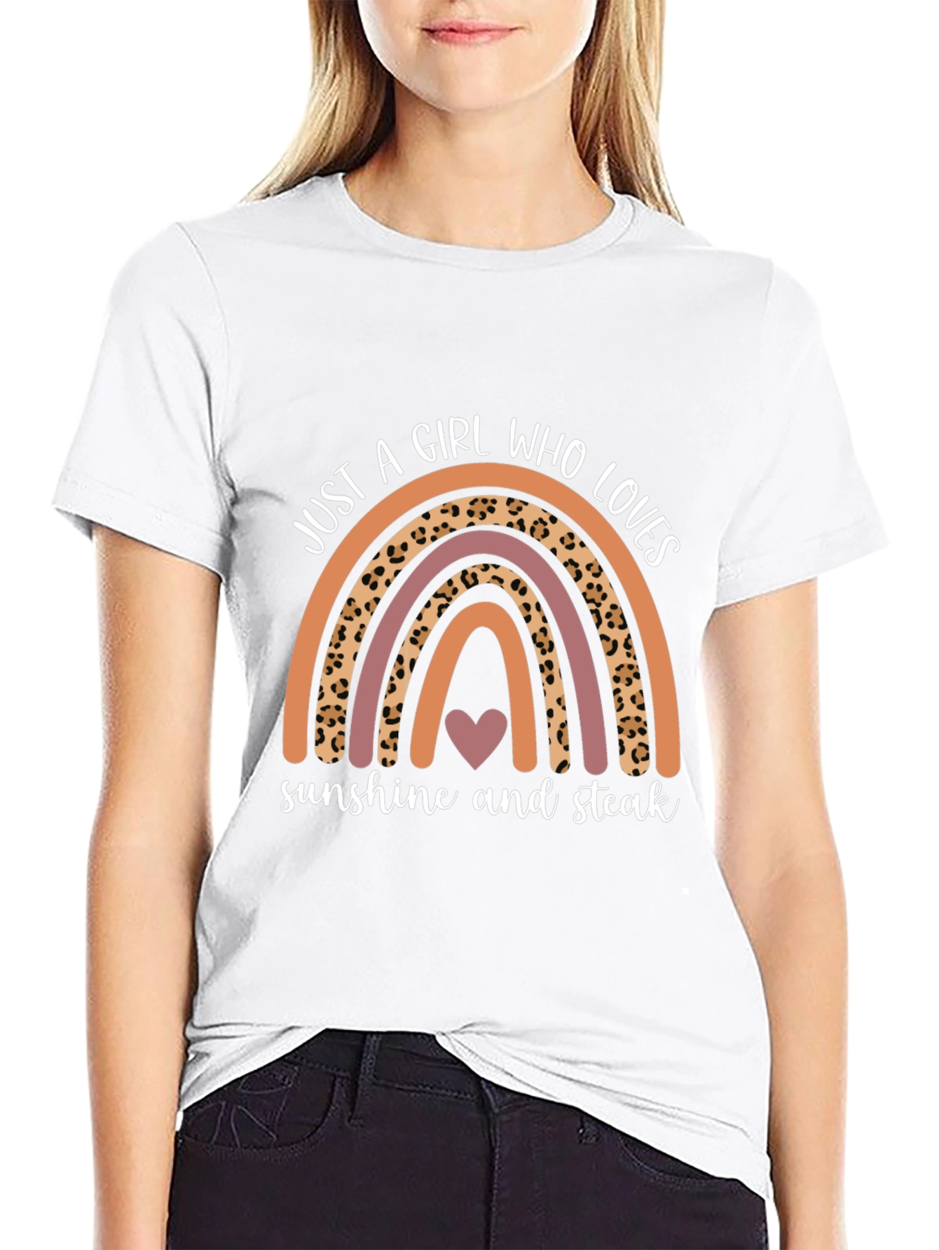 Girl Who Loves Sunshine & Steak Rainbow Tee