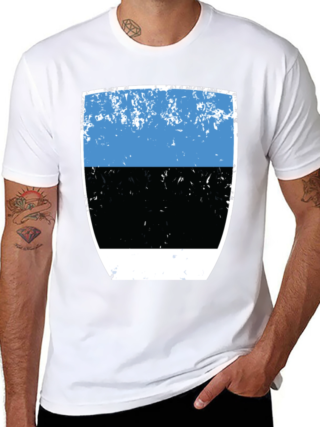 Estonia Flag Graphic Tee - Distressed Design