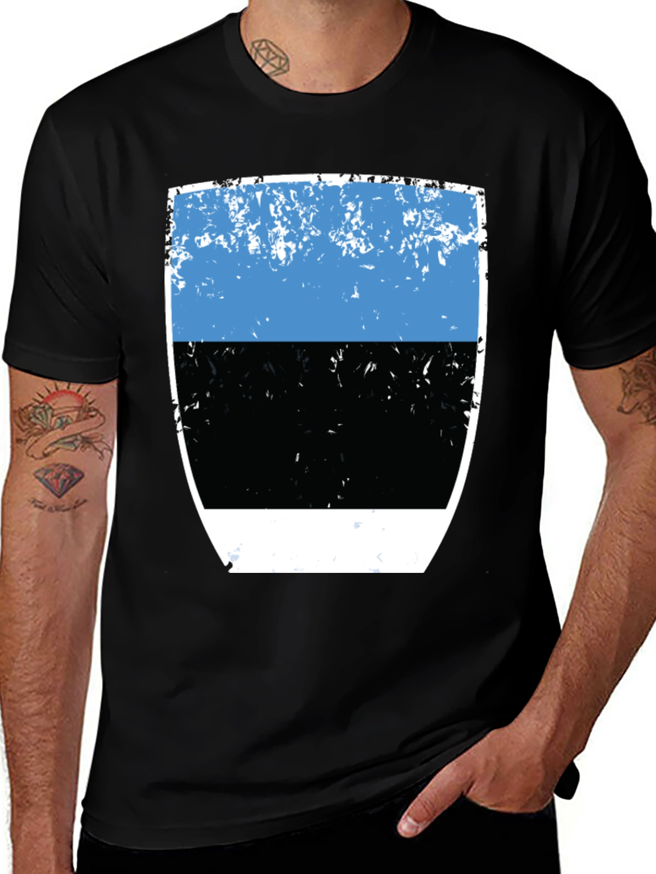 Estonia Flag Graphic Tee - Distressed Design