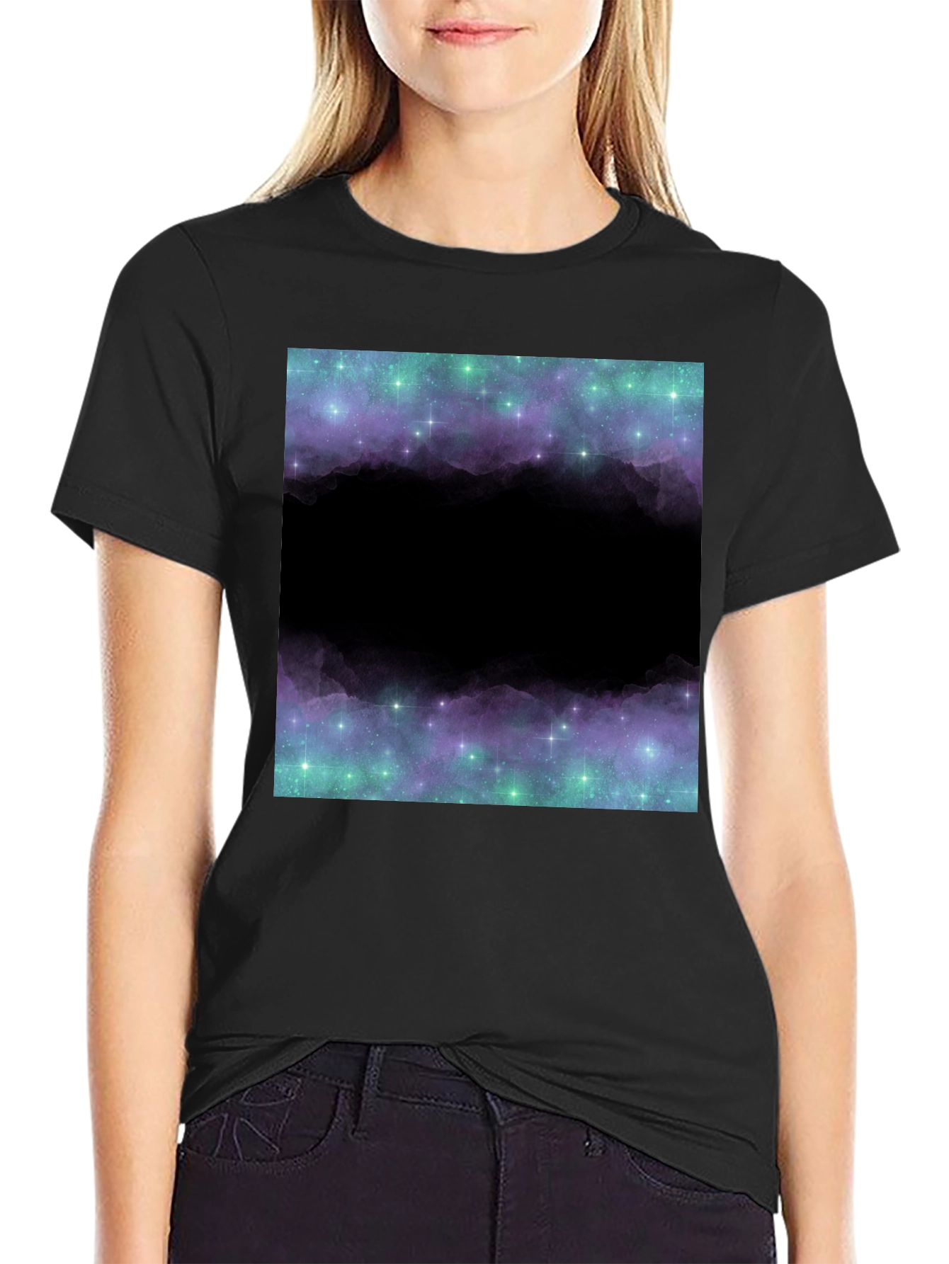 Galaxy Print T-Shirt - Mens Black Tee