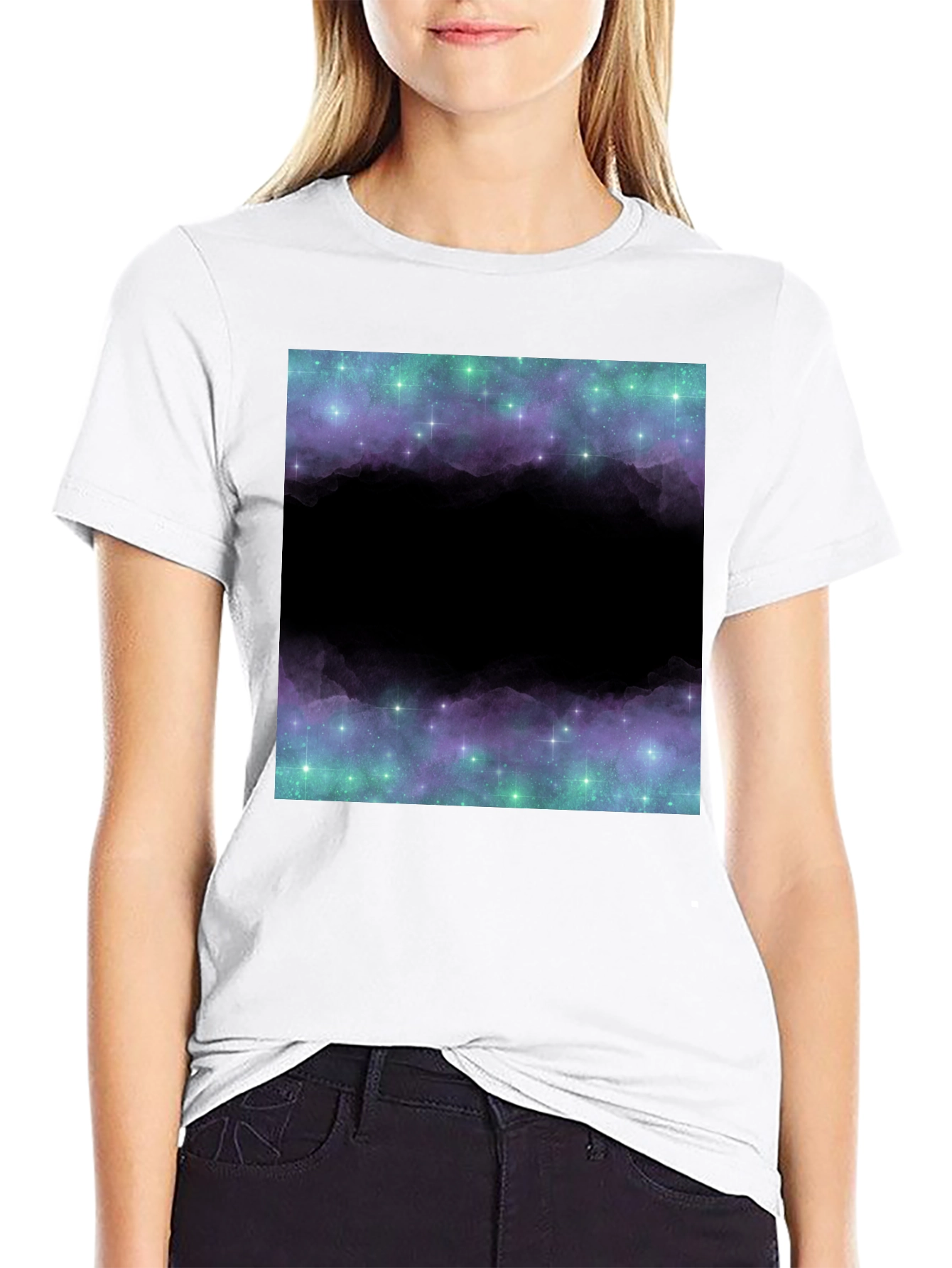 Galaxy Print T-Shirt - Mens Black Tee