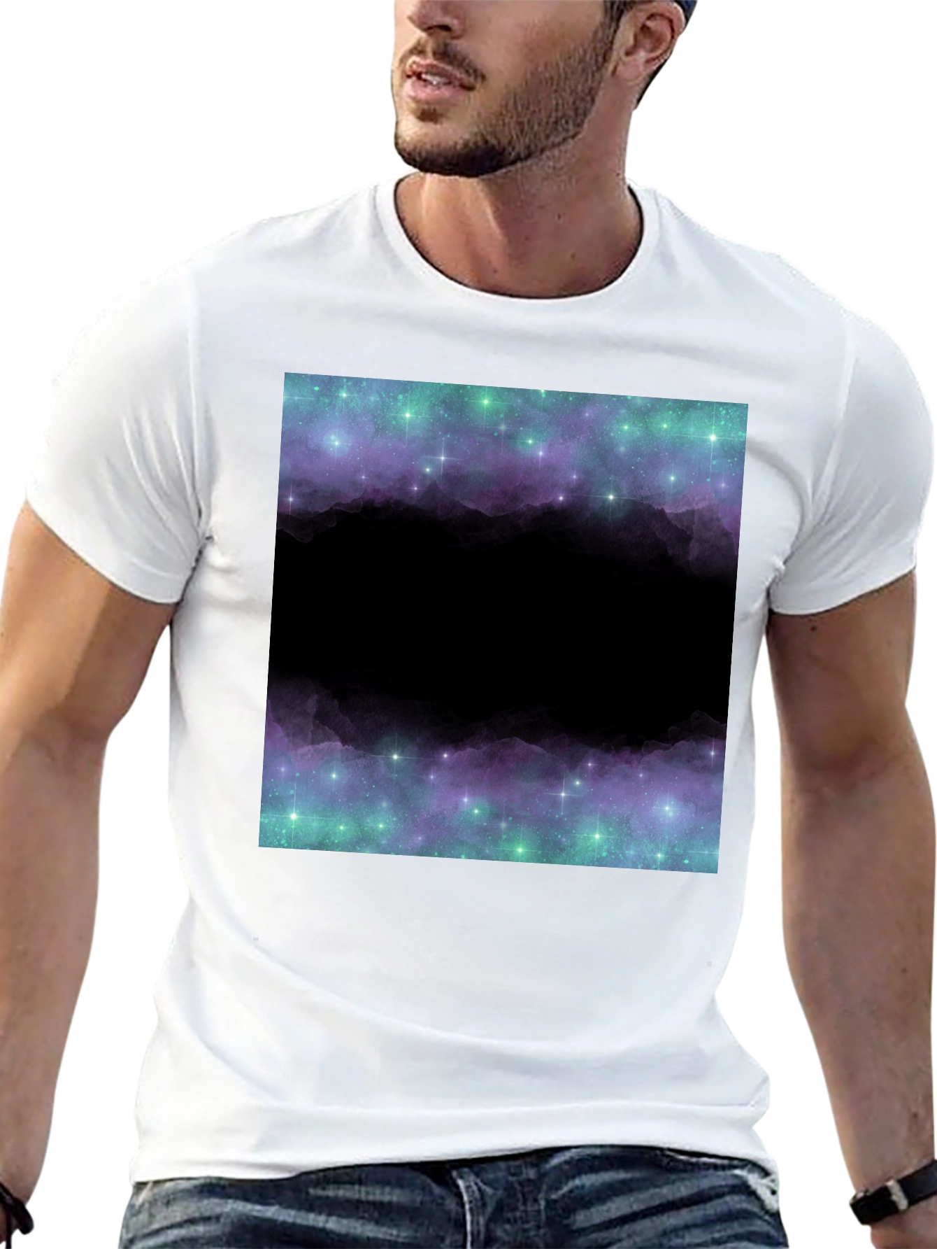 Galaxy Print T-Shirt - Mens Black Tee