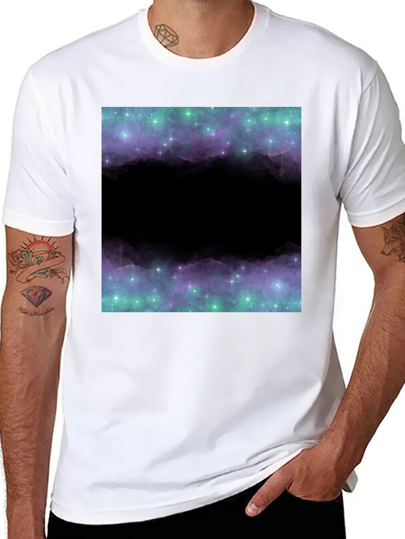 Galaxy Print T-Shirt - Mens Black Tee