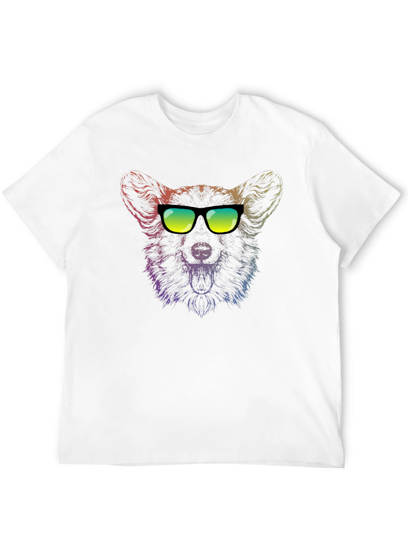 Cool Corgi Rainbow Graphic T-Shirt