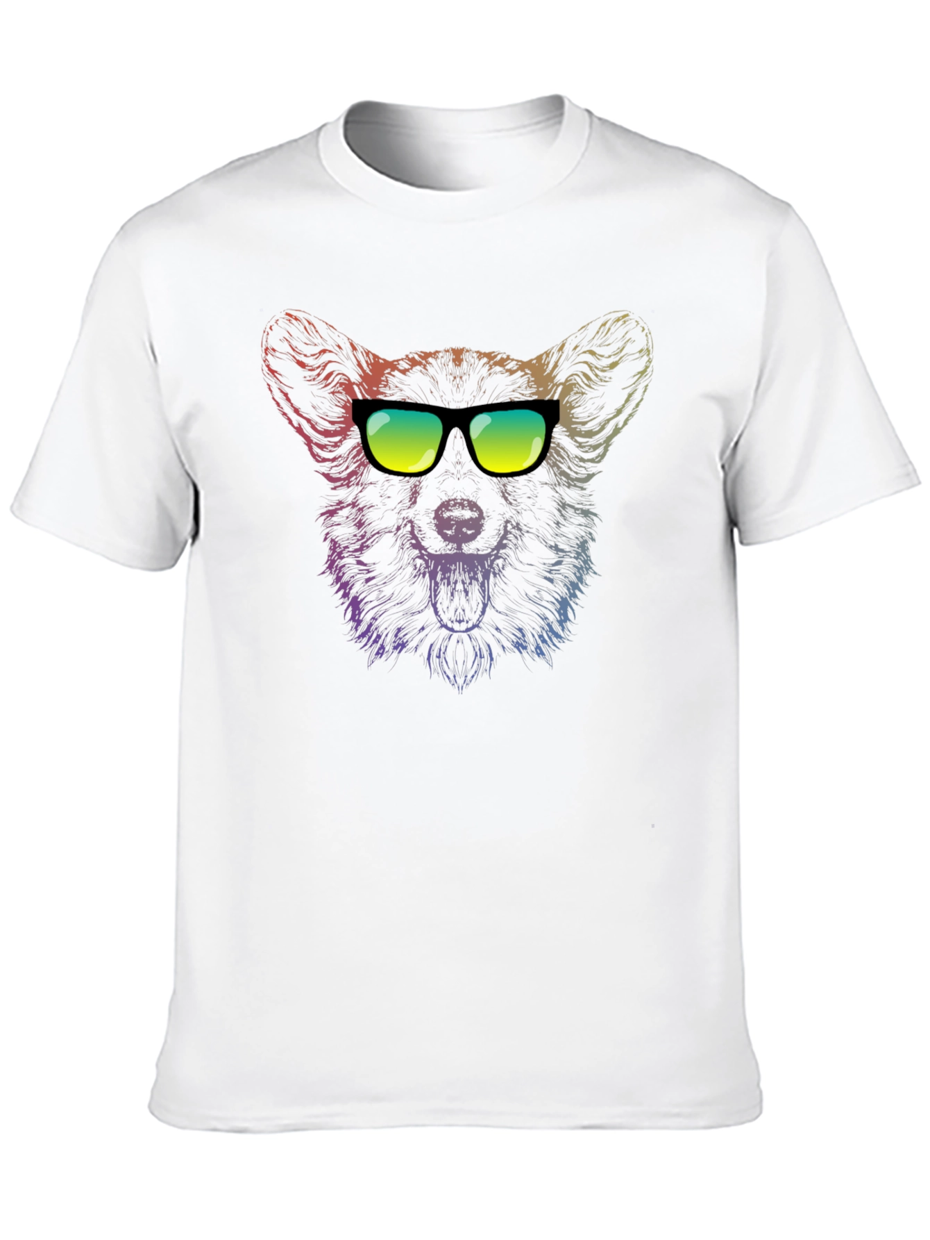 Cool Corgi Rainbow Graphic T-Shirt