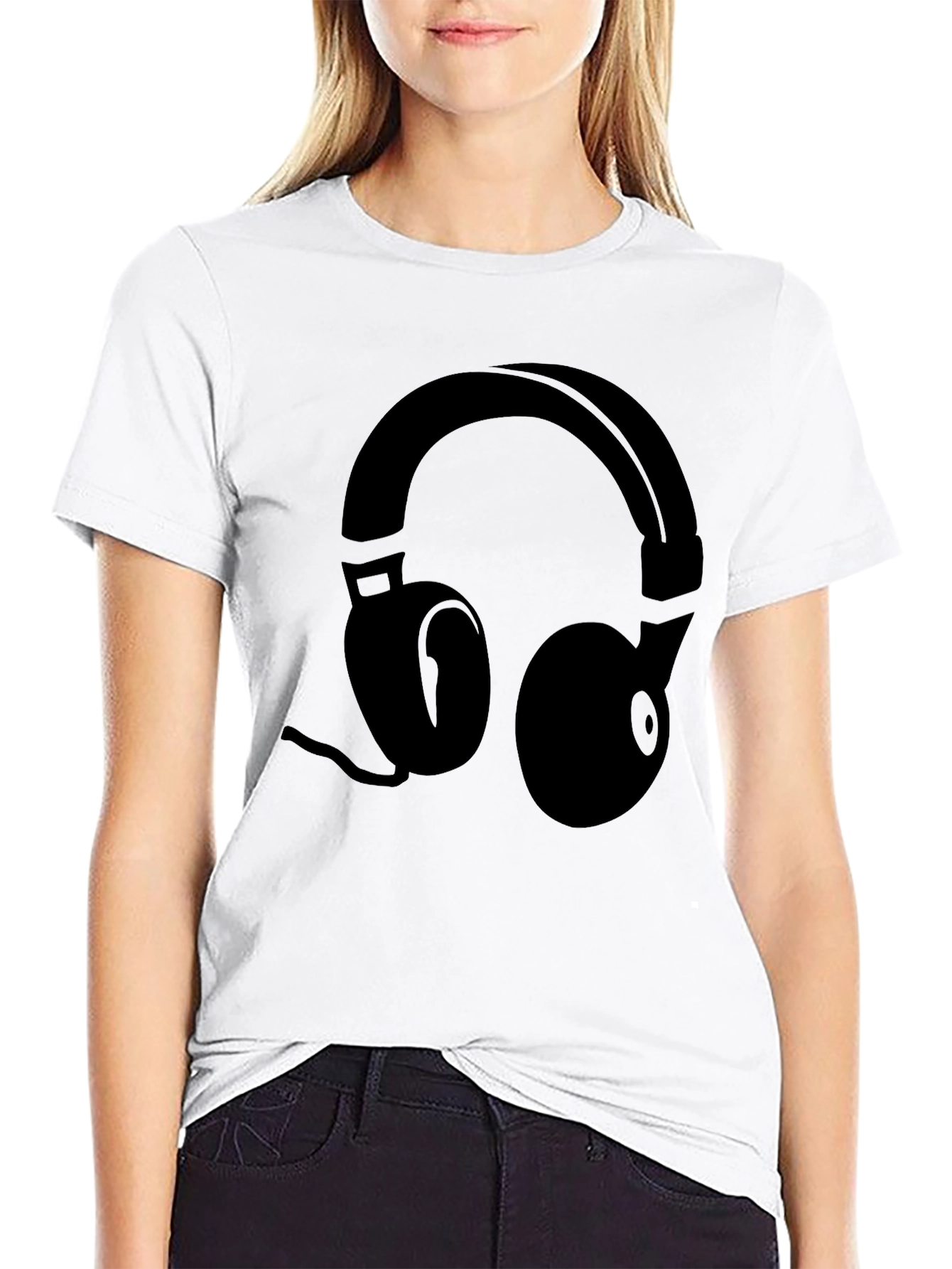 Black Headphone Graphic Tee - Modern Music Lover