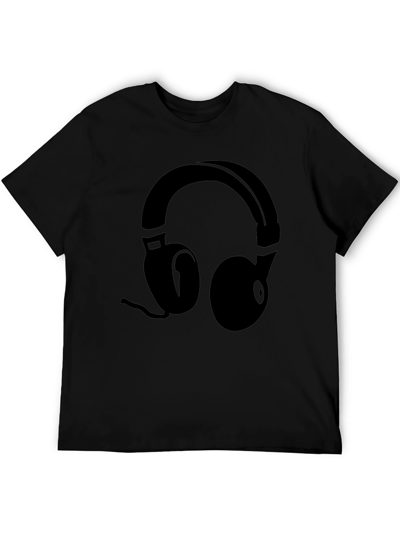 Black Headphone Graphic Tee - Modern Music Lover