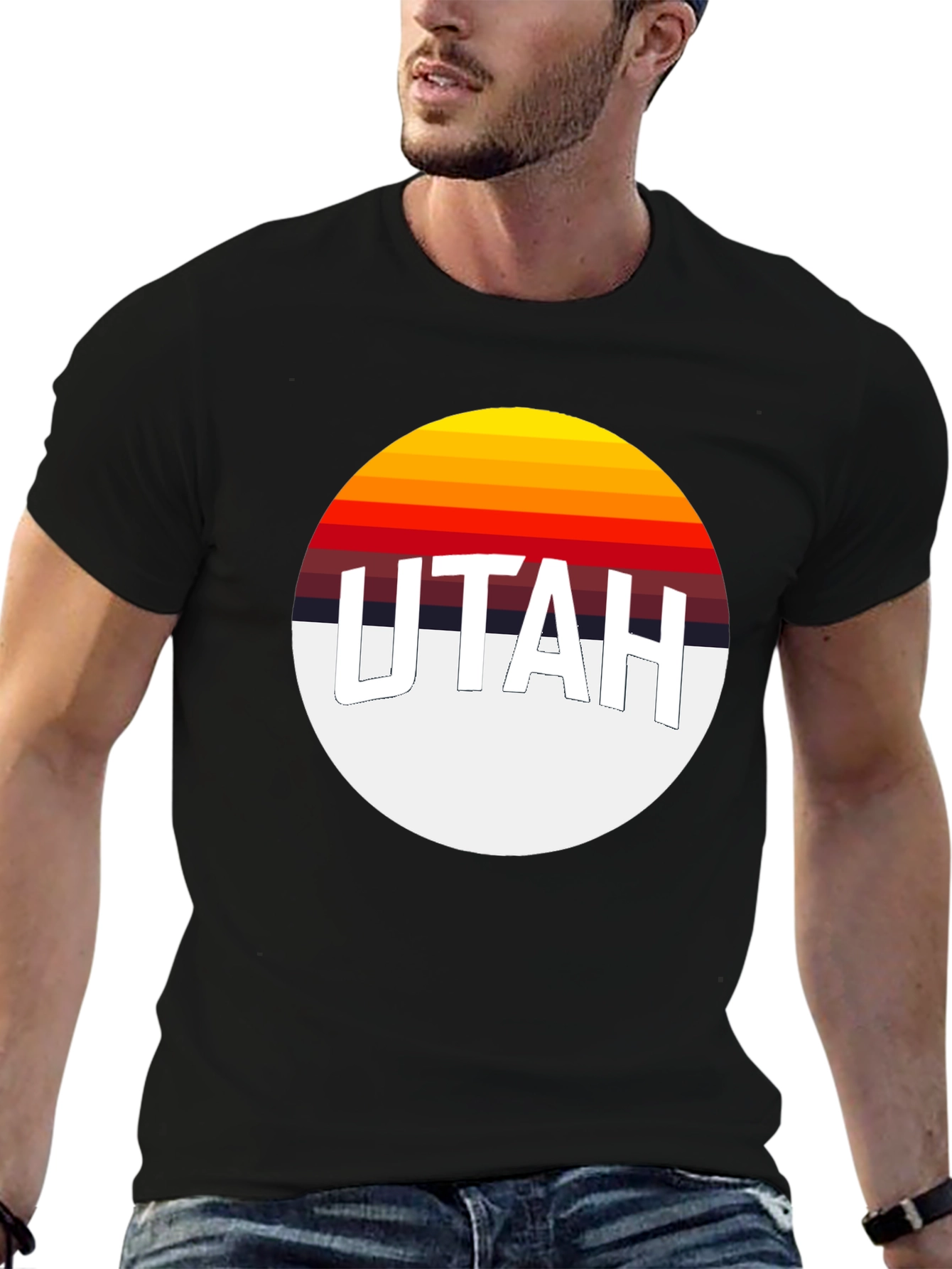 Utah Retro Sunset T-Shirt - Black Graphic Tee