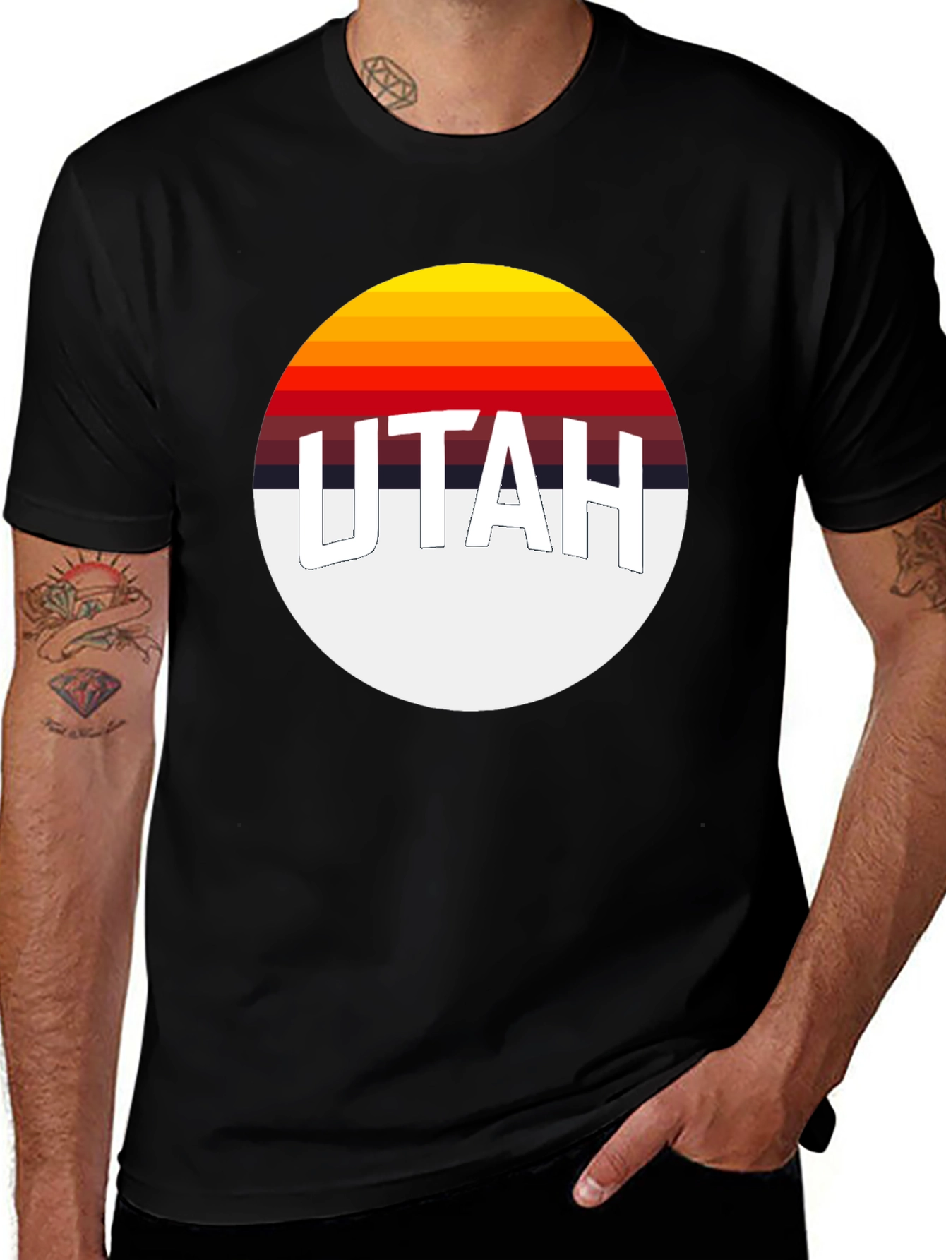 Utah Retro Sunset T-Shirt - Black Graphic Tee