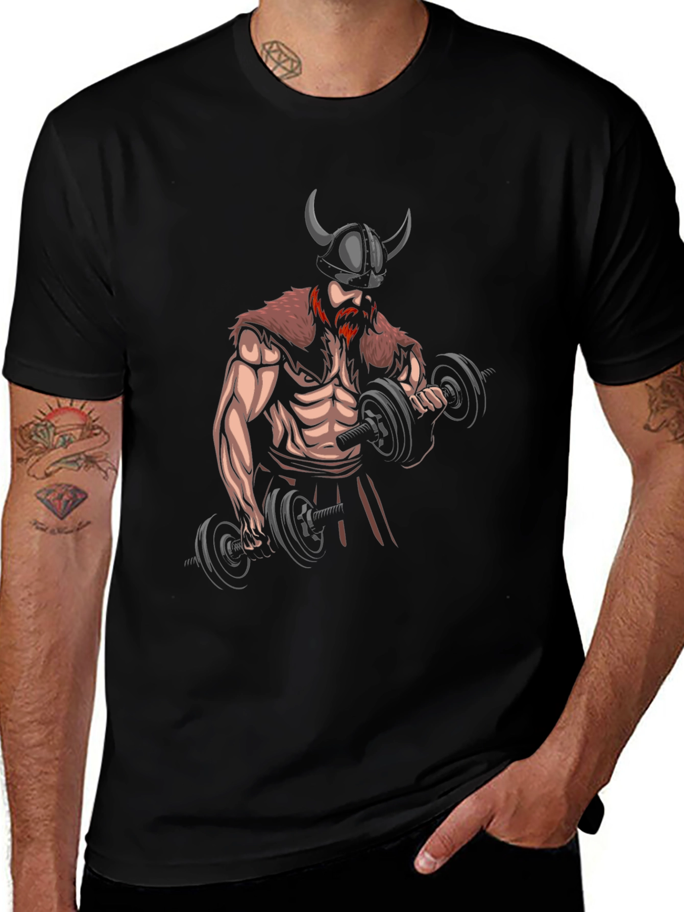Viking Gym Bro Black Graphic Tee