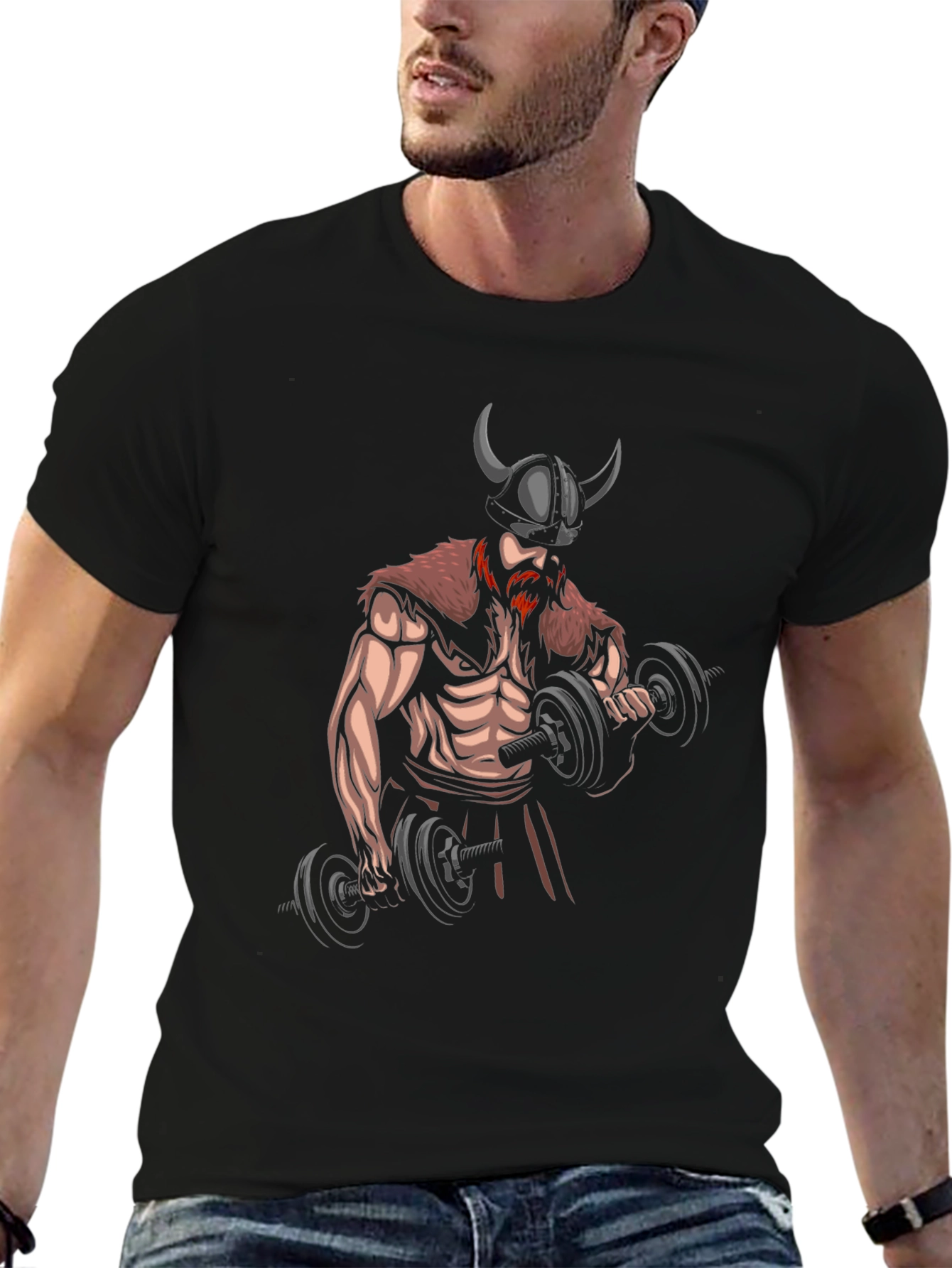 Viking Gym Bro Black Graphic Tee