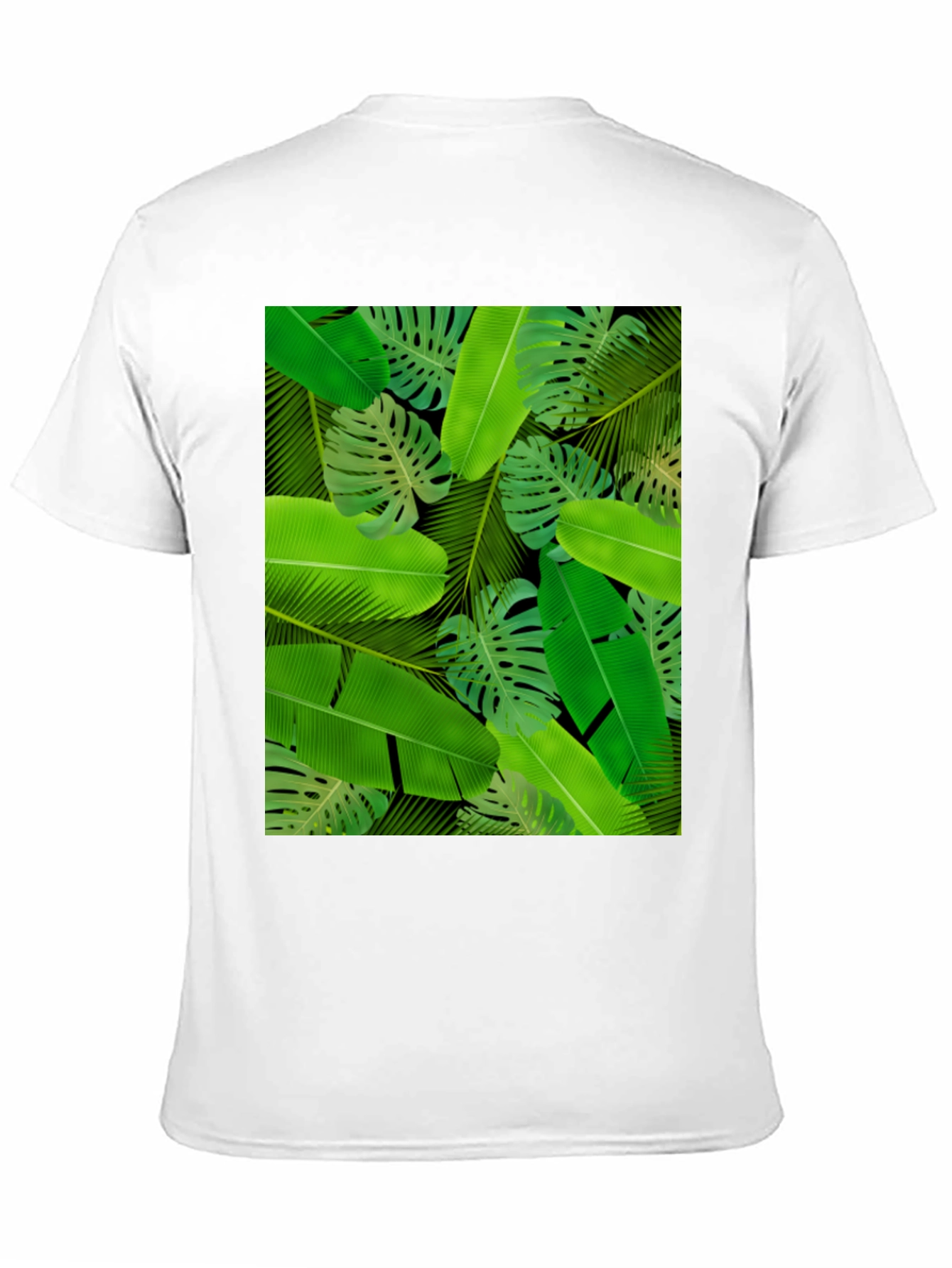 Tropical Leaves Print Black T-Shirt