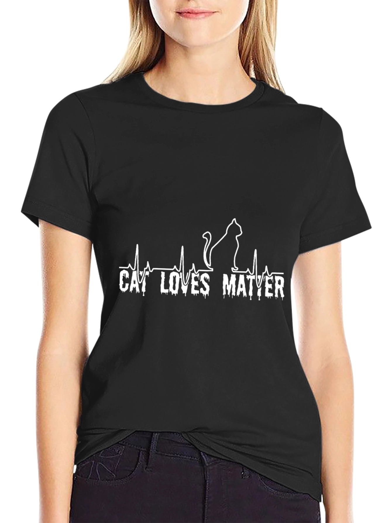 Cat Loves Matter Graphic Tee - Black