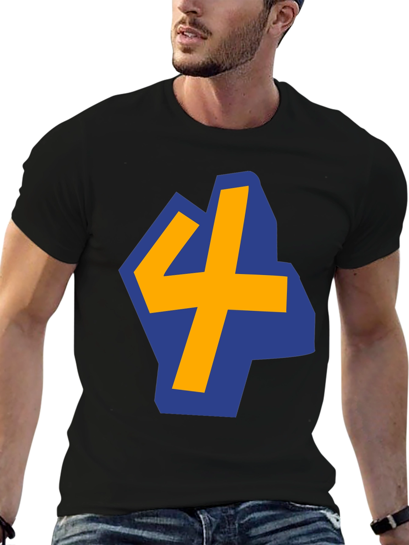 Bold Graphic Tee - Blue & Yellow Number 4