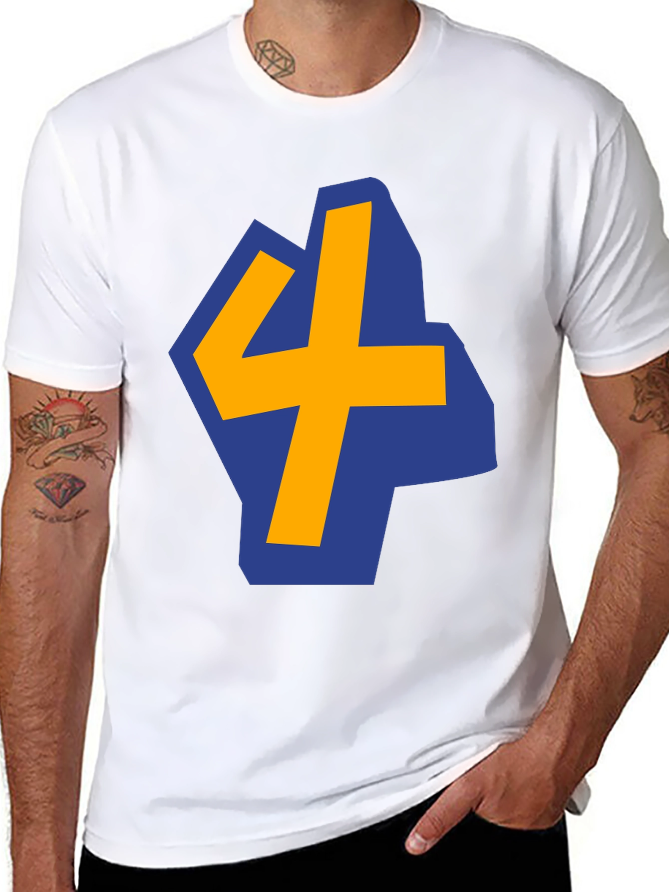 Bold Graphic Tee - Blue & Yellow Number 4