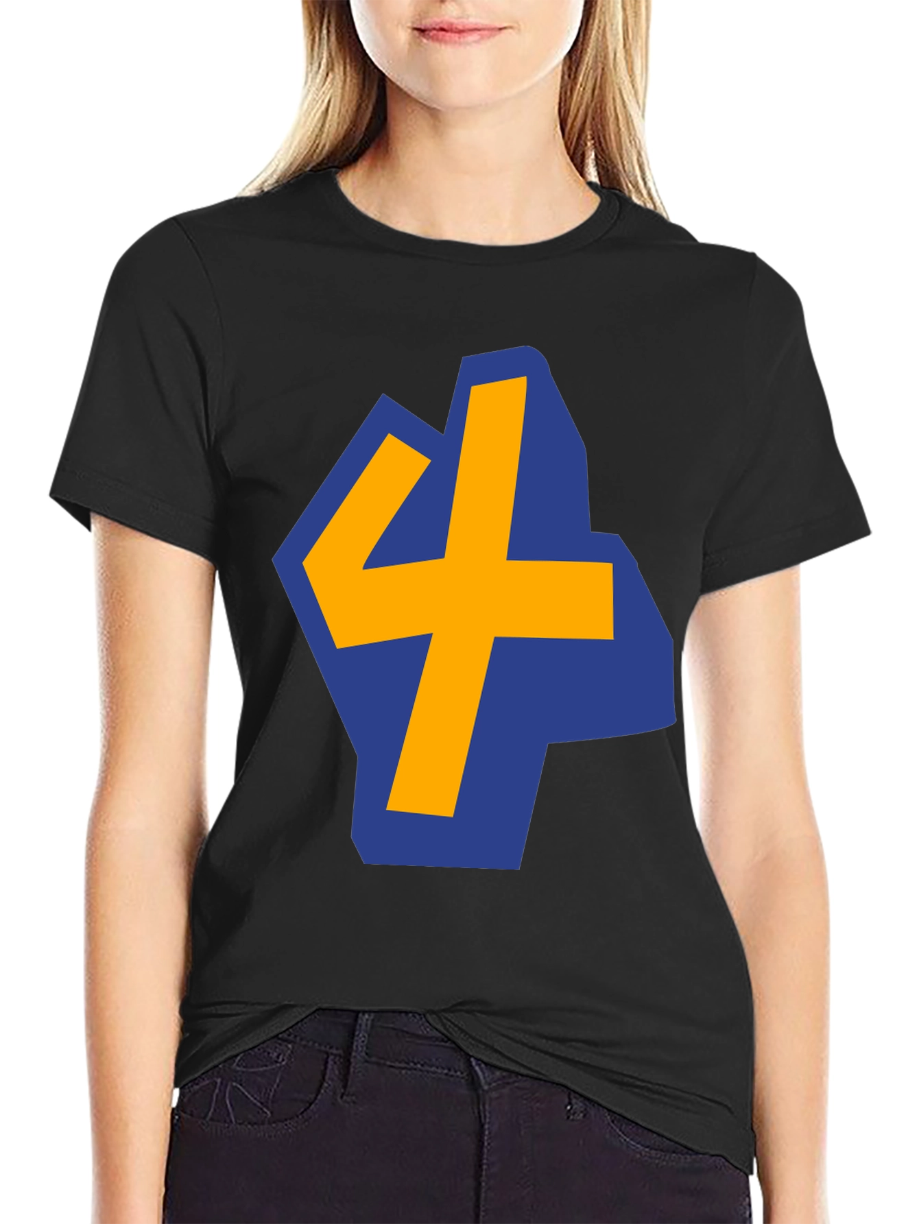 Bold Graphic Tee - Blue & Yellow Number 4