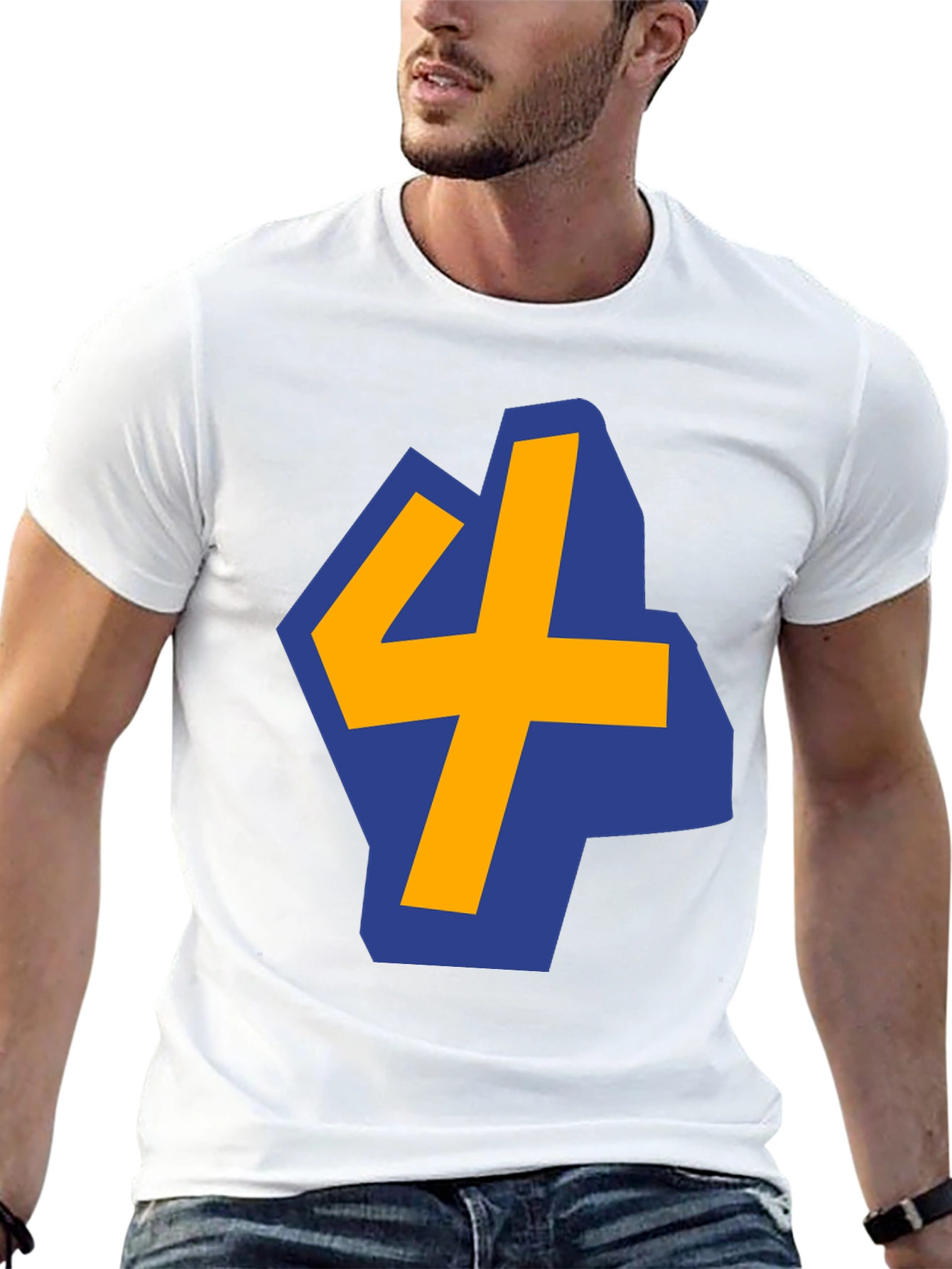 Bold Graphic Tee - Blue & Yellow Number 4