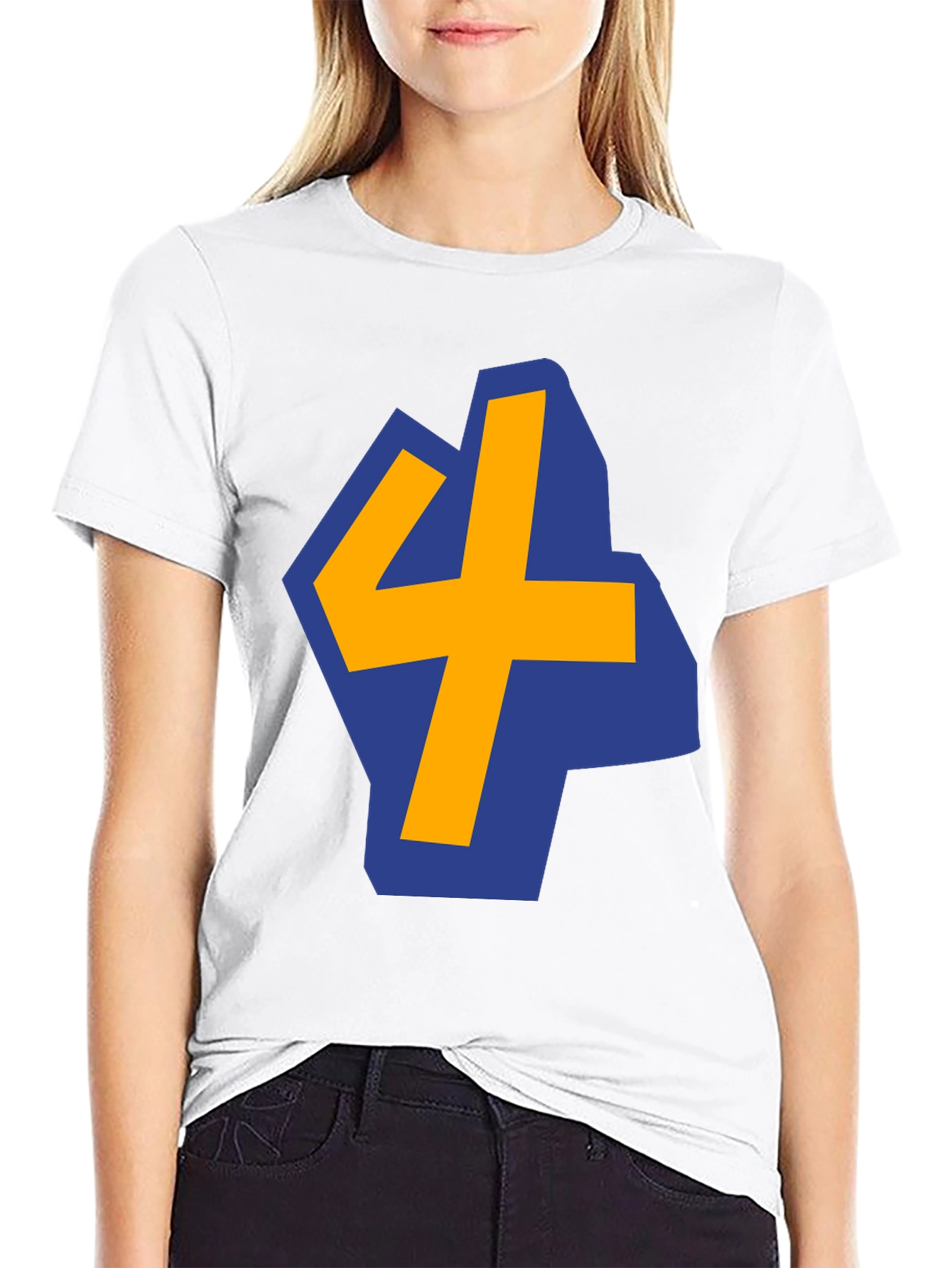 Bold Graphic Tee - Blue & Yellow Number 4