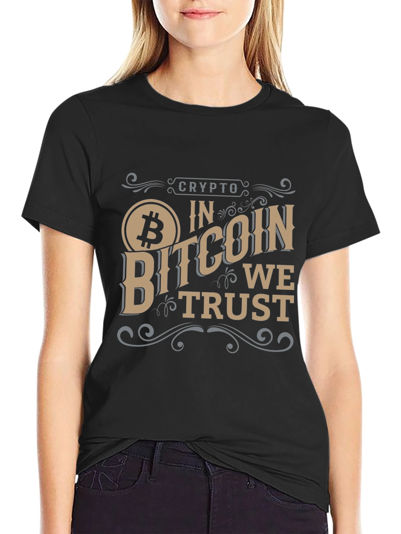 Crypto Bitcoin We Trust Black Graphic Tee