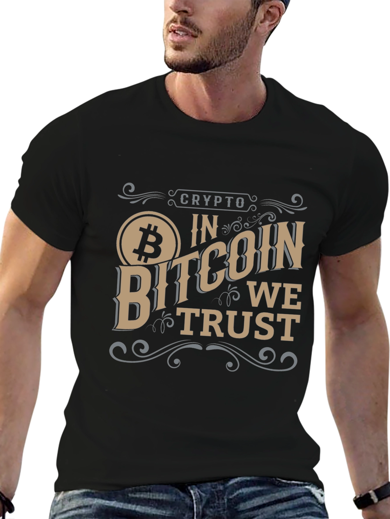 Crypto Bitcoin We Trust Black Graphic Tee