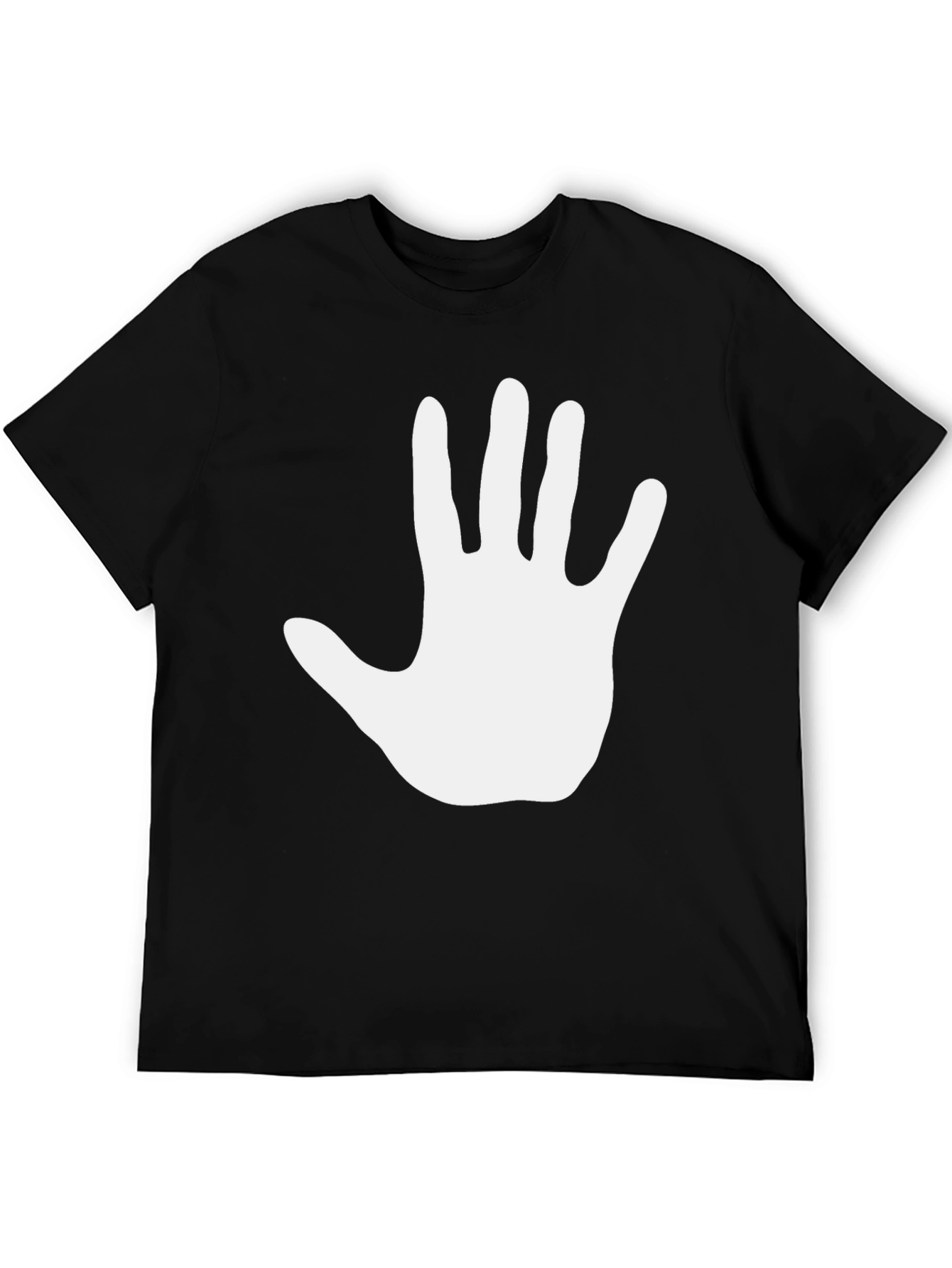 Hand Print Graphic Tee - Casual Black T-Shirt