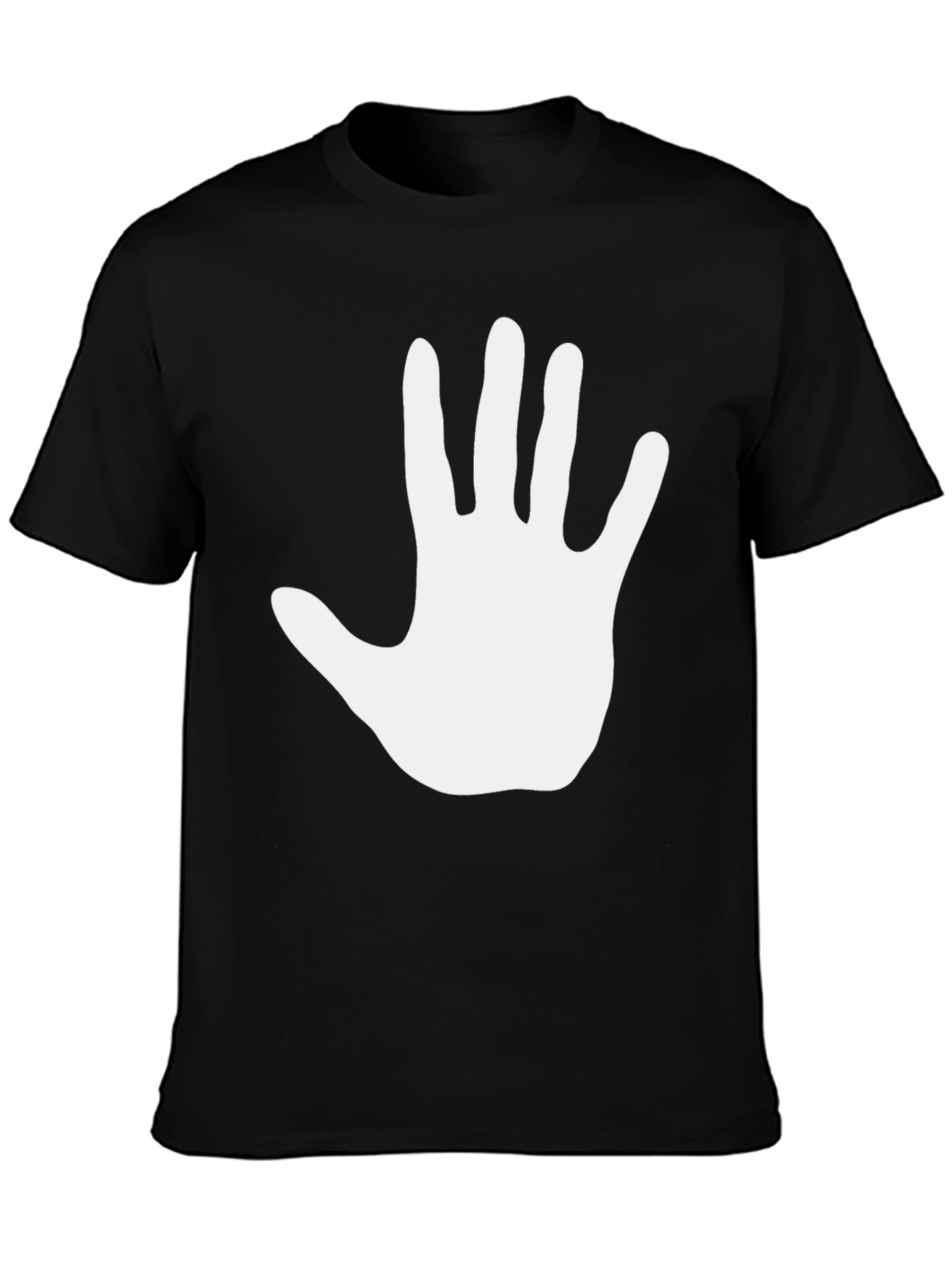 Hand Print Graphic Tee - Casual Black T-Shirt