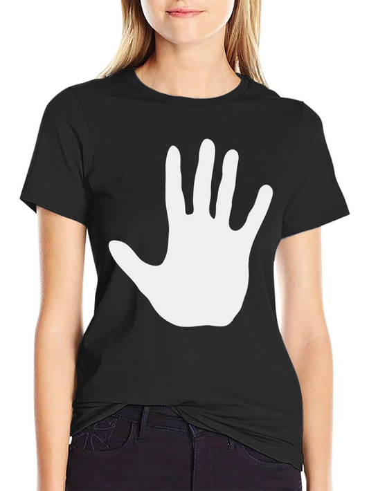 Hand Print Graphic Tee - Casual Black T-Shirt