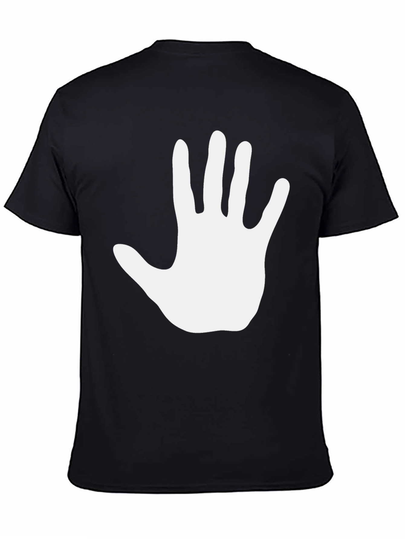 Hand Print Graphic Tee - Casual Black T-Shirt