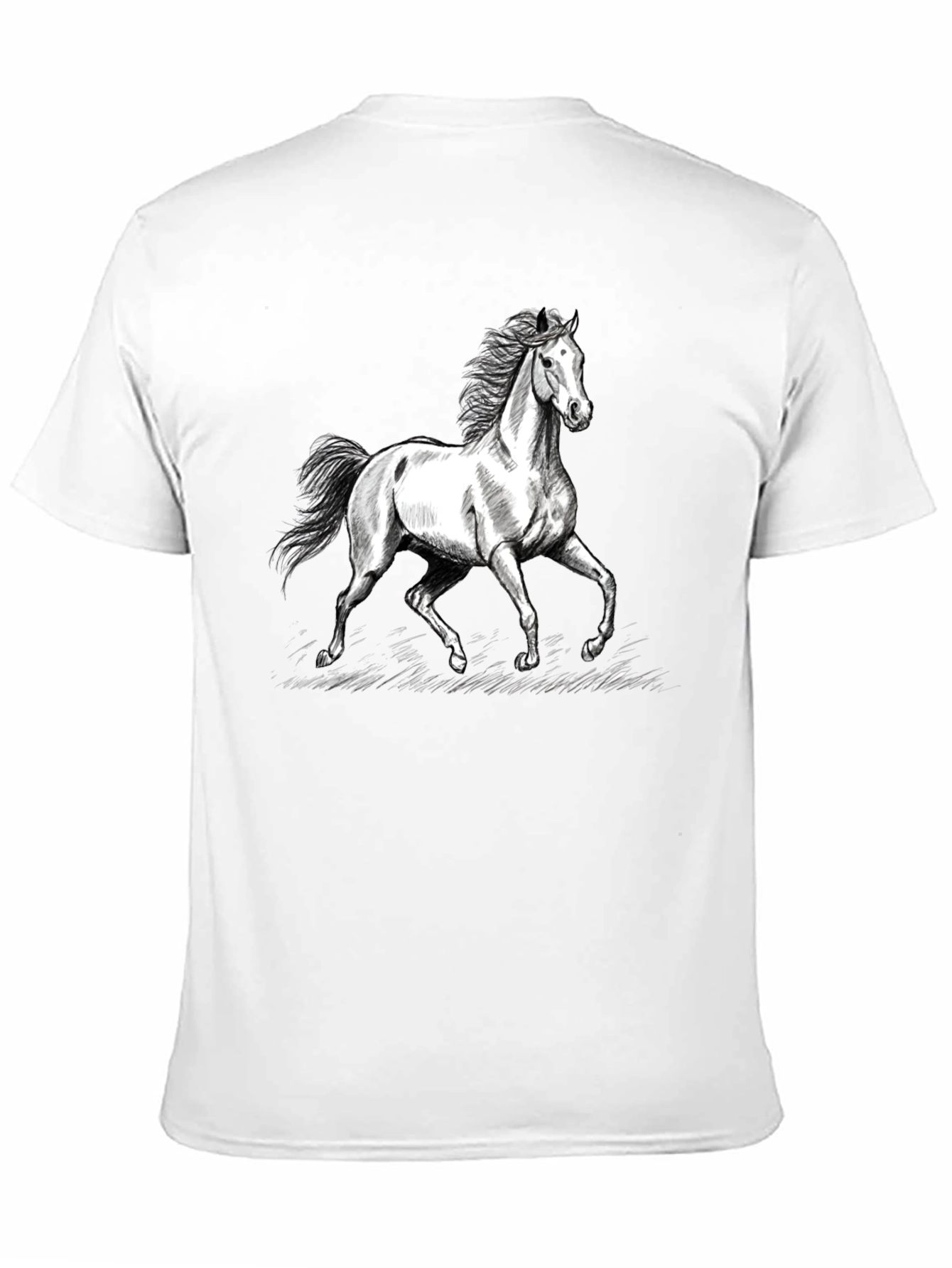 Horse Graphic Tee - Black Cotton Casual T-Shirt