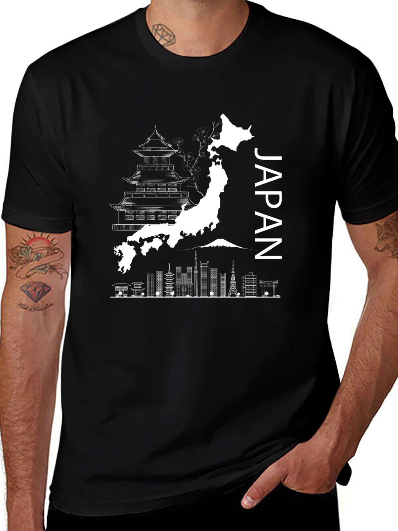 Japan Map Skyline Graphic T-Shirt