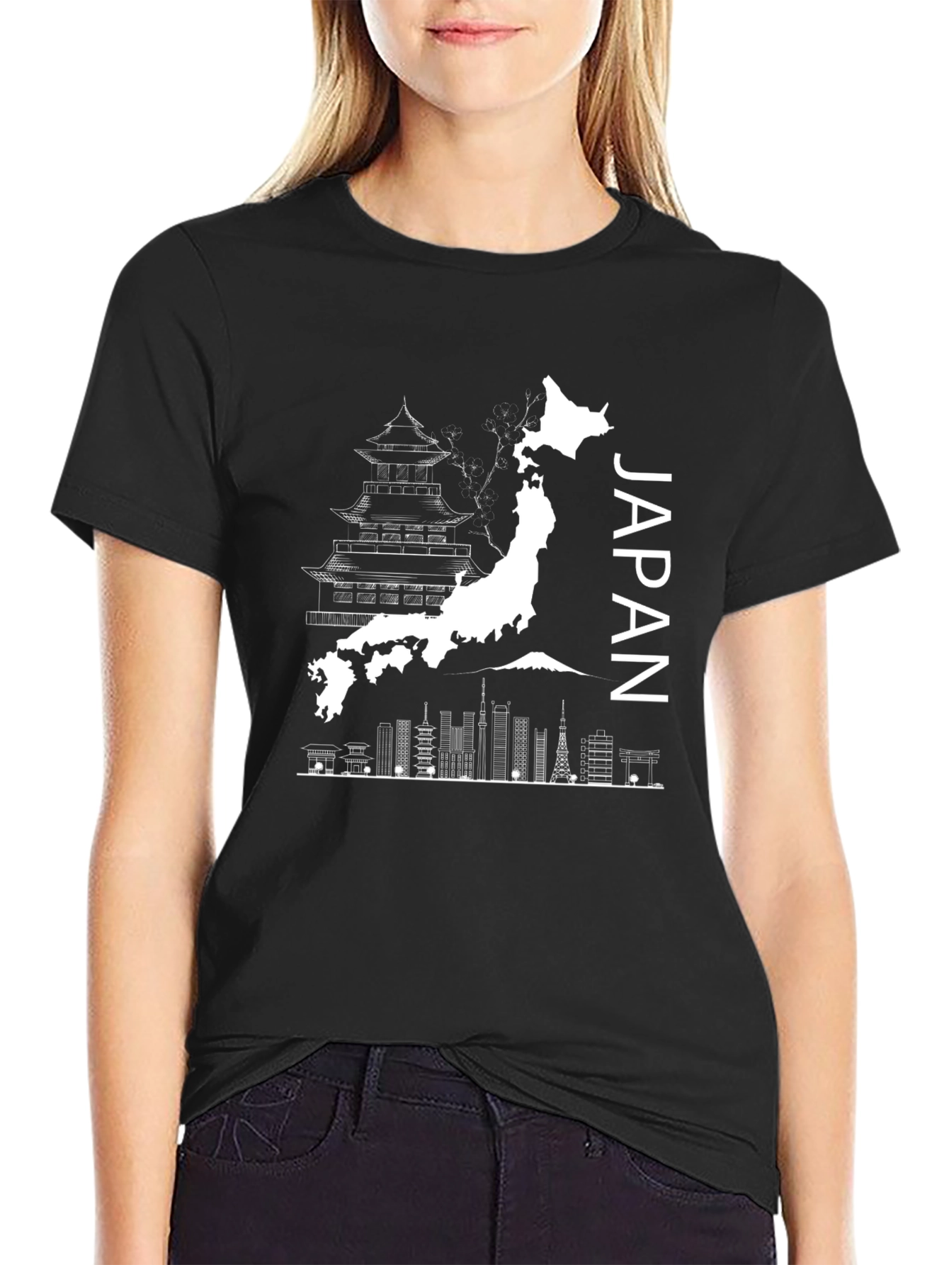 Japan Map Skyline Graphic T-Shirt