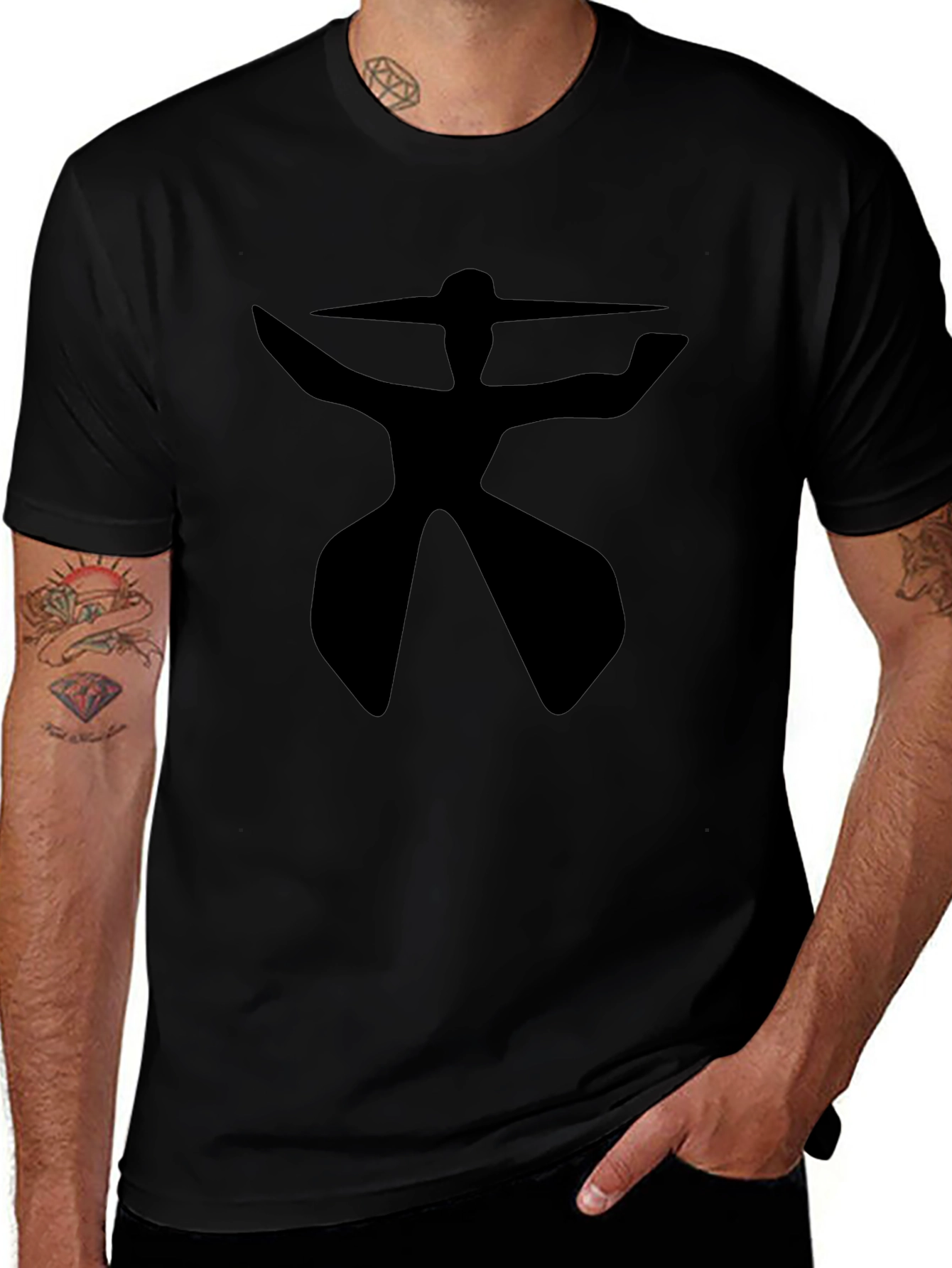 Abstract Figure Graphic Tee - Black