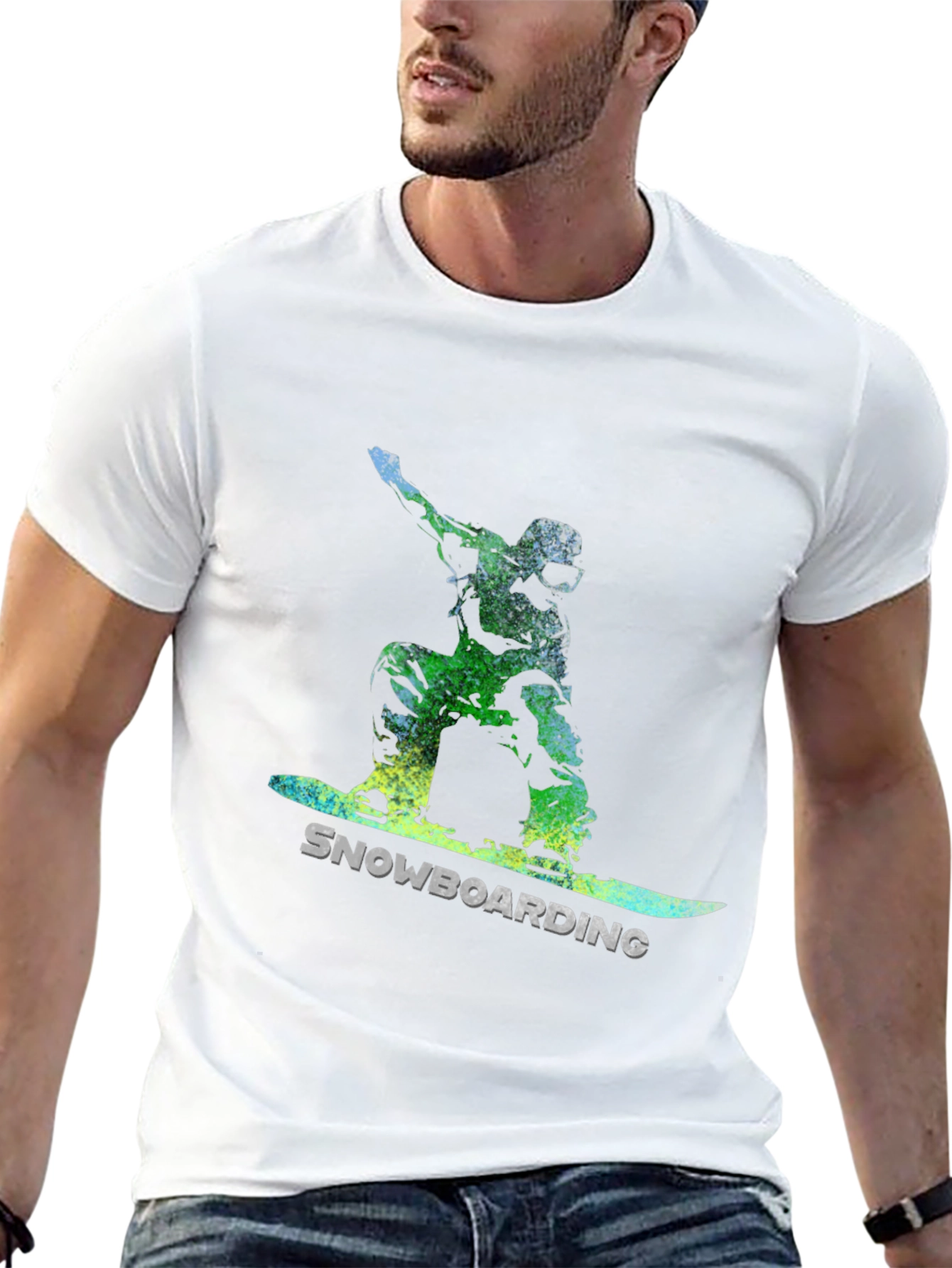 Snowboarding Graphic Tee - Black Cotton Comfort
