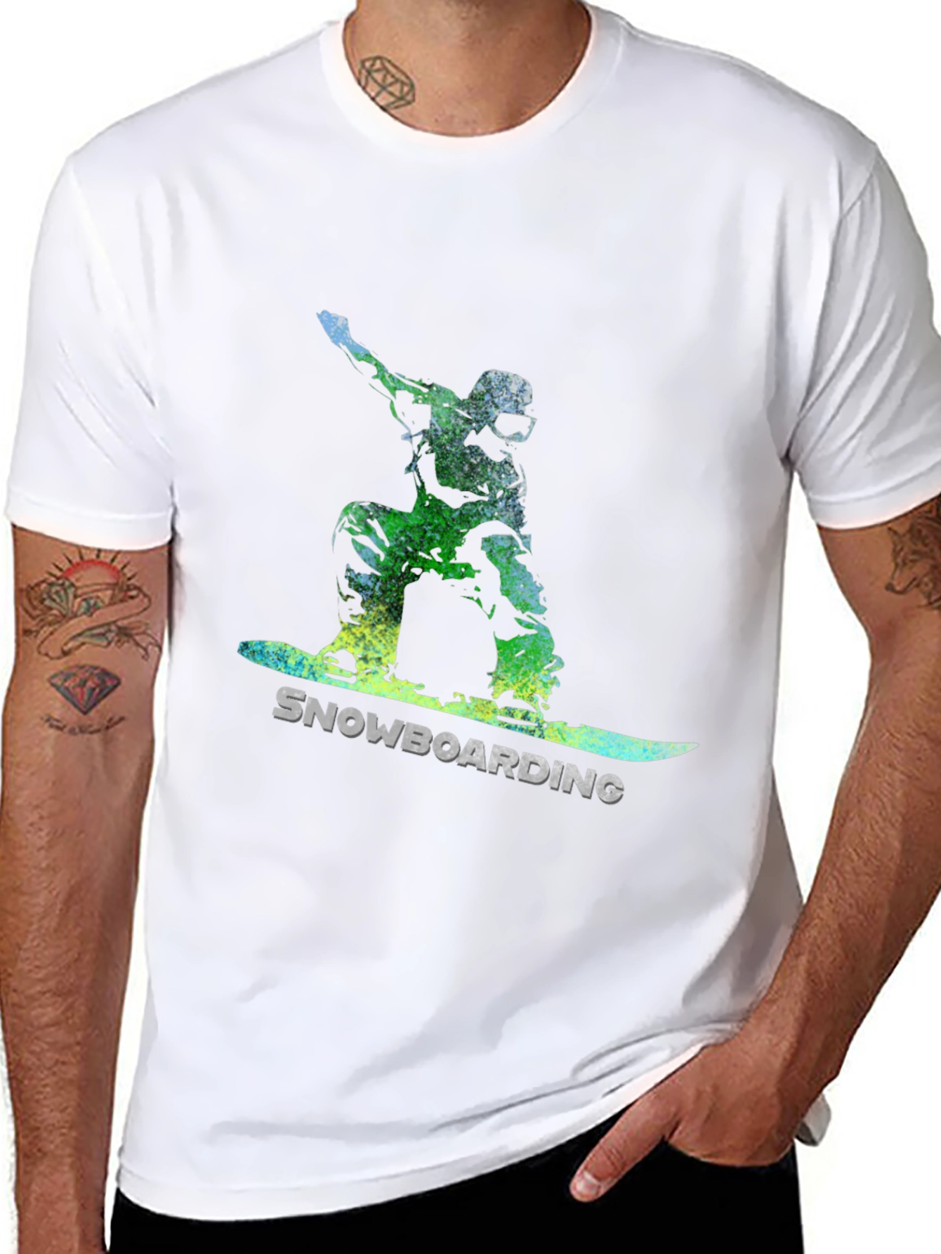 Snowboarding Graphic Tee - Black Cotton Comfort