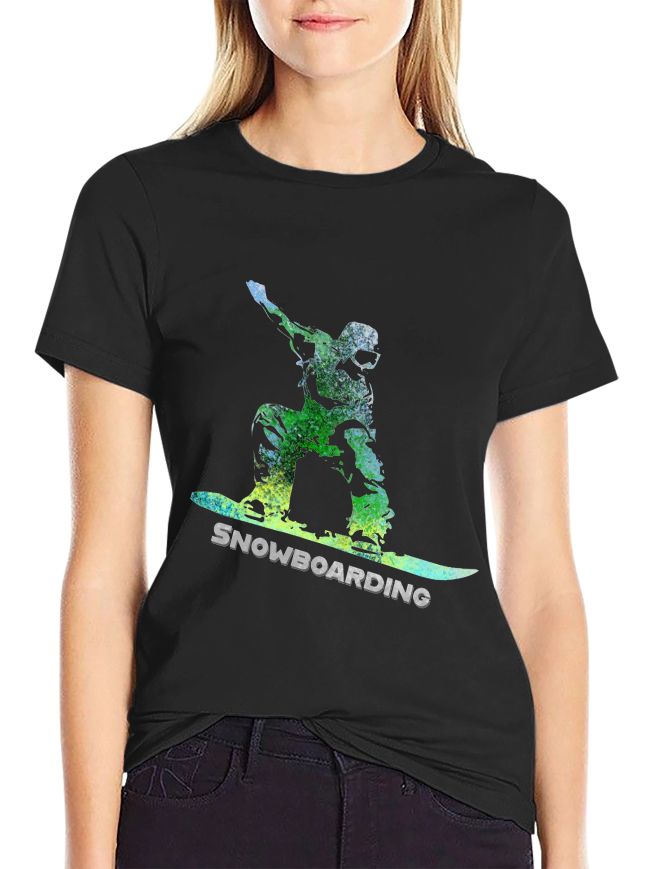 Snowboarding Graphic Tee - Black Cotton Comfort