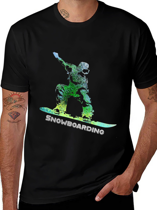 Snowboarding Graphic Tee - Black Cotton Comfort