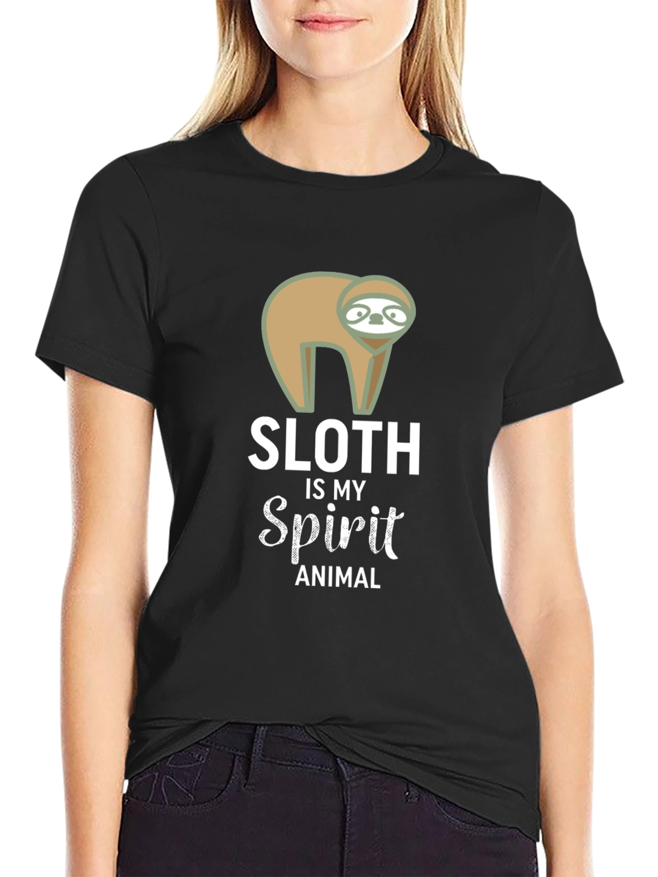 Sloth Spirit Animal Black Graphic Tee