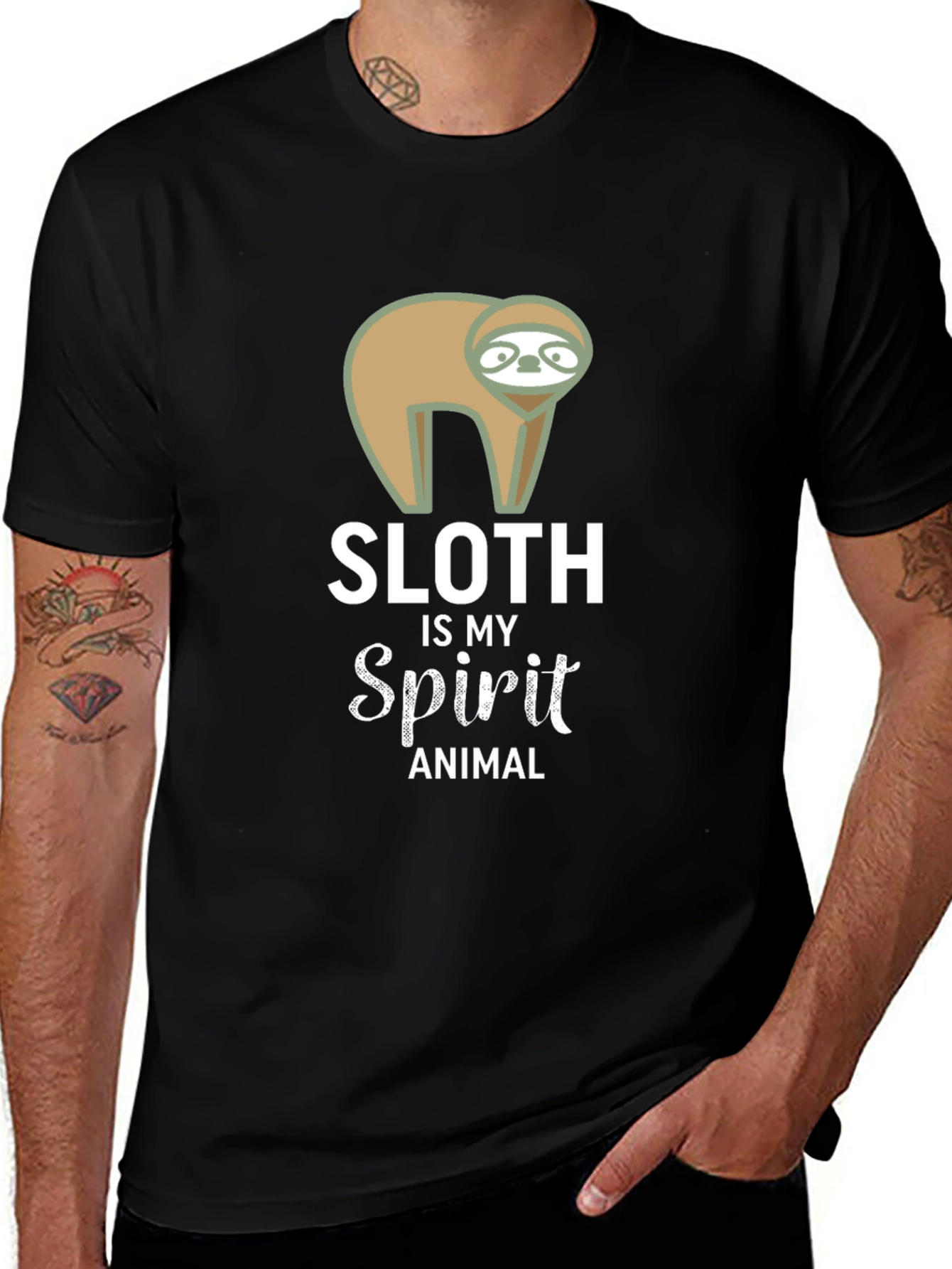 Sloth Spirit Animal Black Graphic Tee