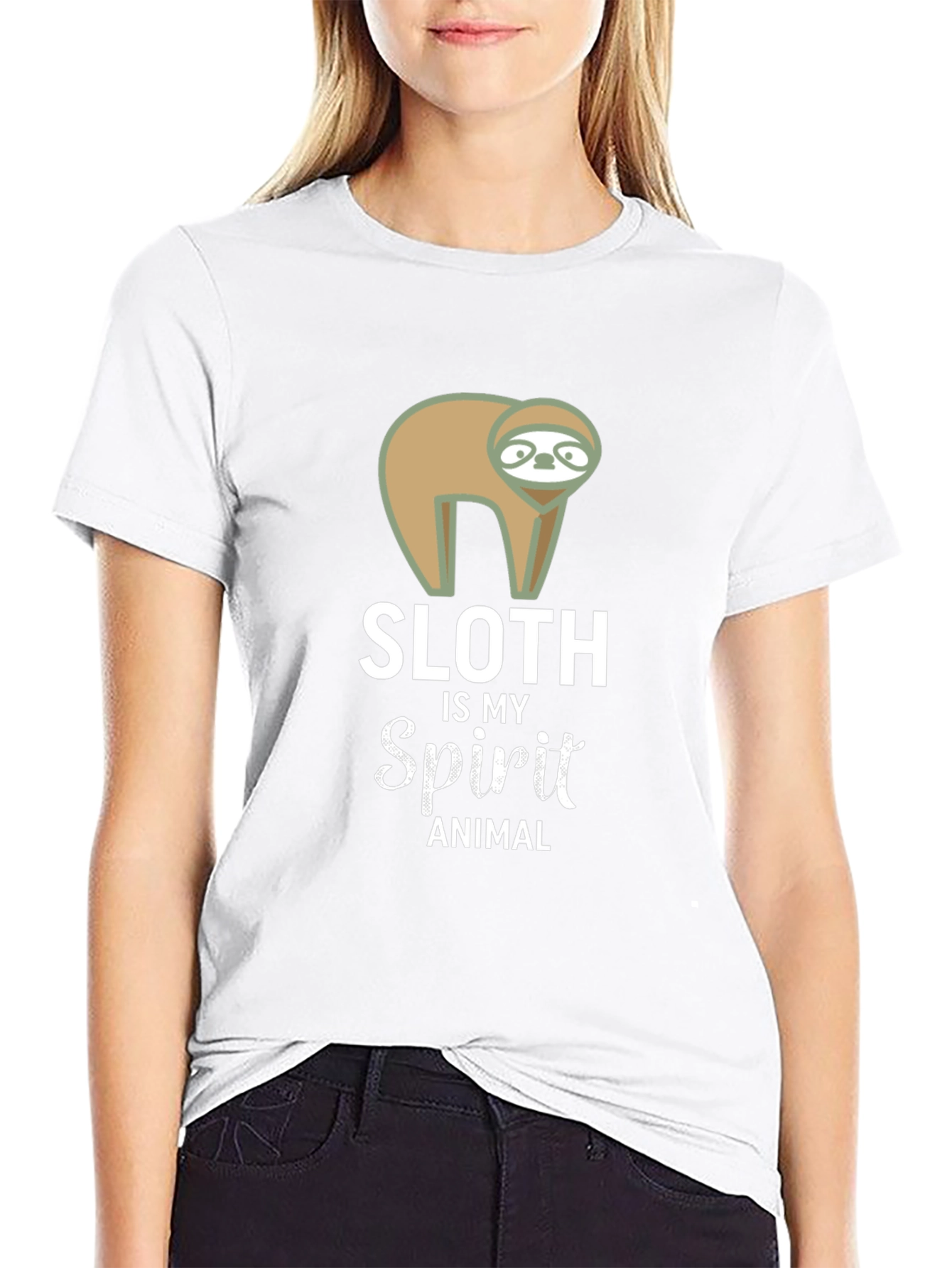 Sloth Spirit Animal Black Graphic Tee