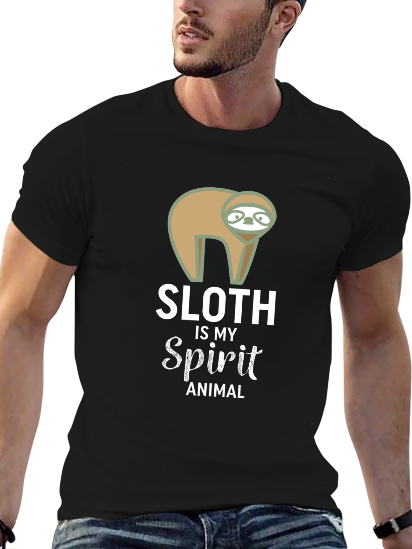 Sloth Spirit Animal Black Graphic Tee