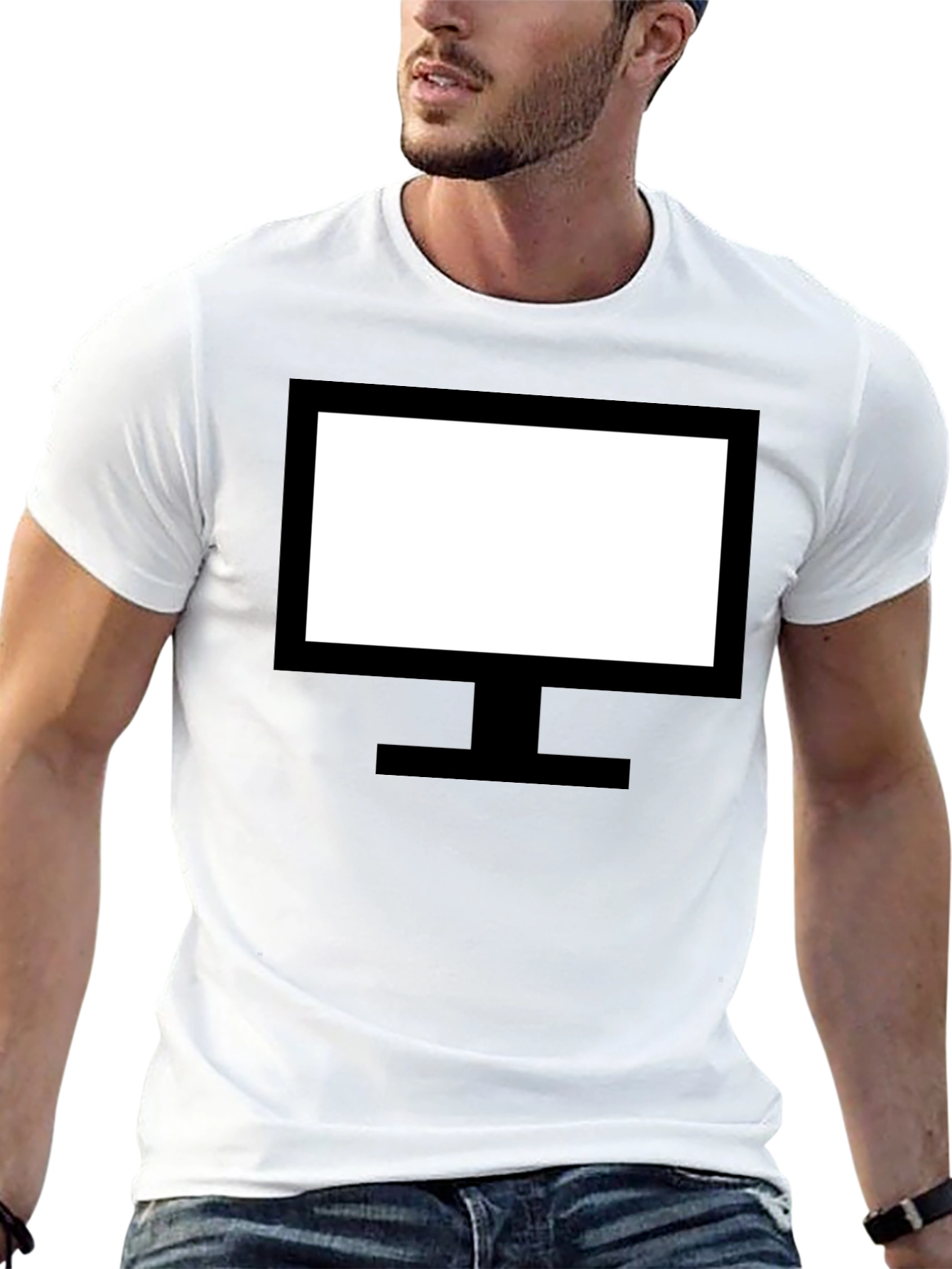 Graphic Tee - Computer Monitor Design Black Cotton