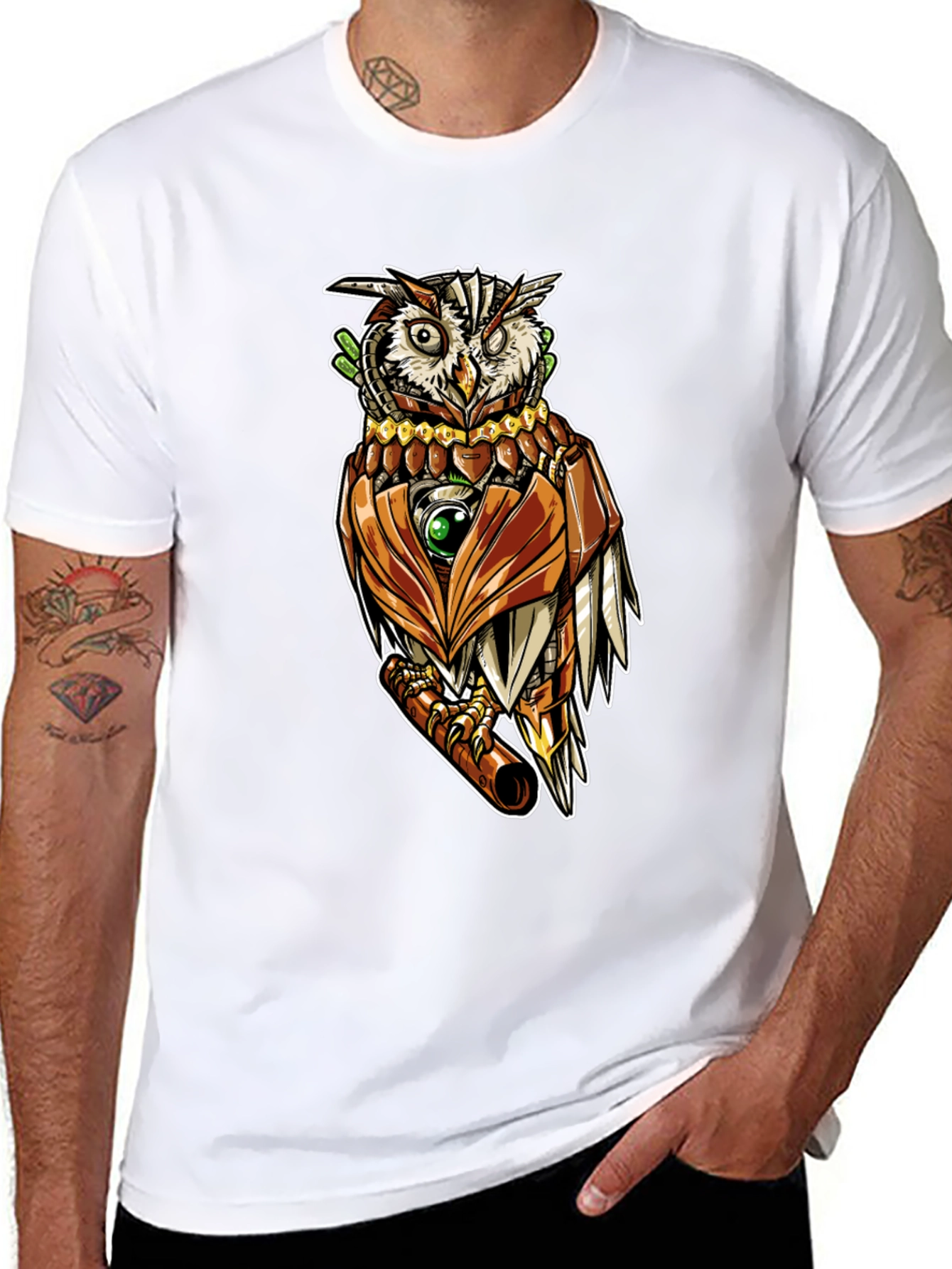 Steampunk Owl Graphic Tee - Unique Design