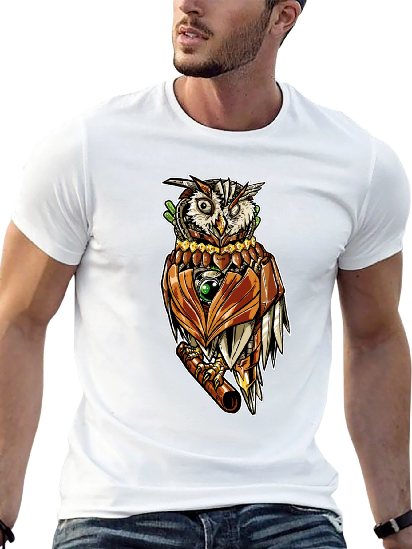 Steampunk Owl Graphic Tee - Unique Design