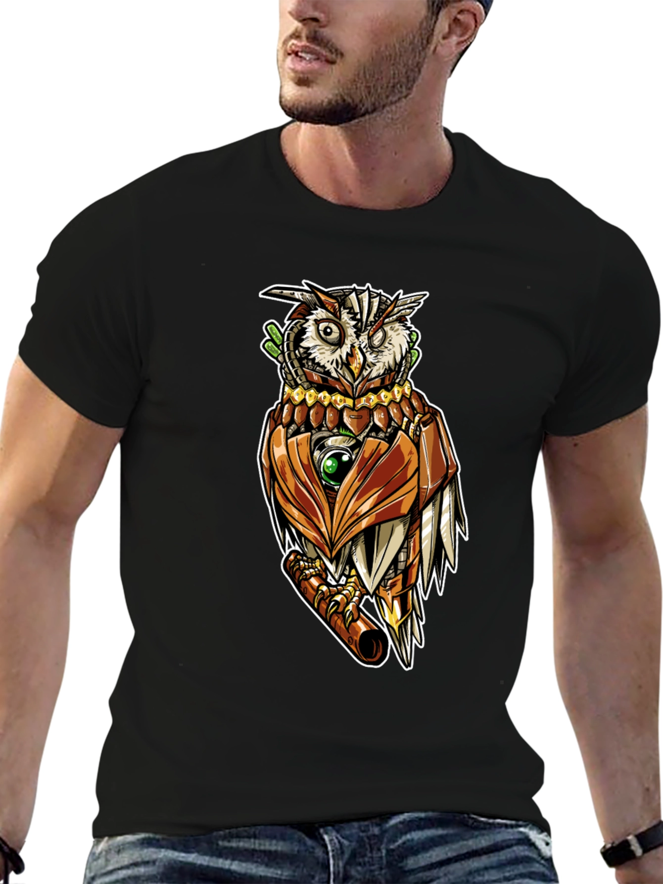 Steampunk Owl Graphic Tee - Unique Design